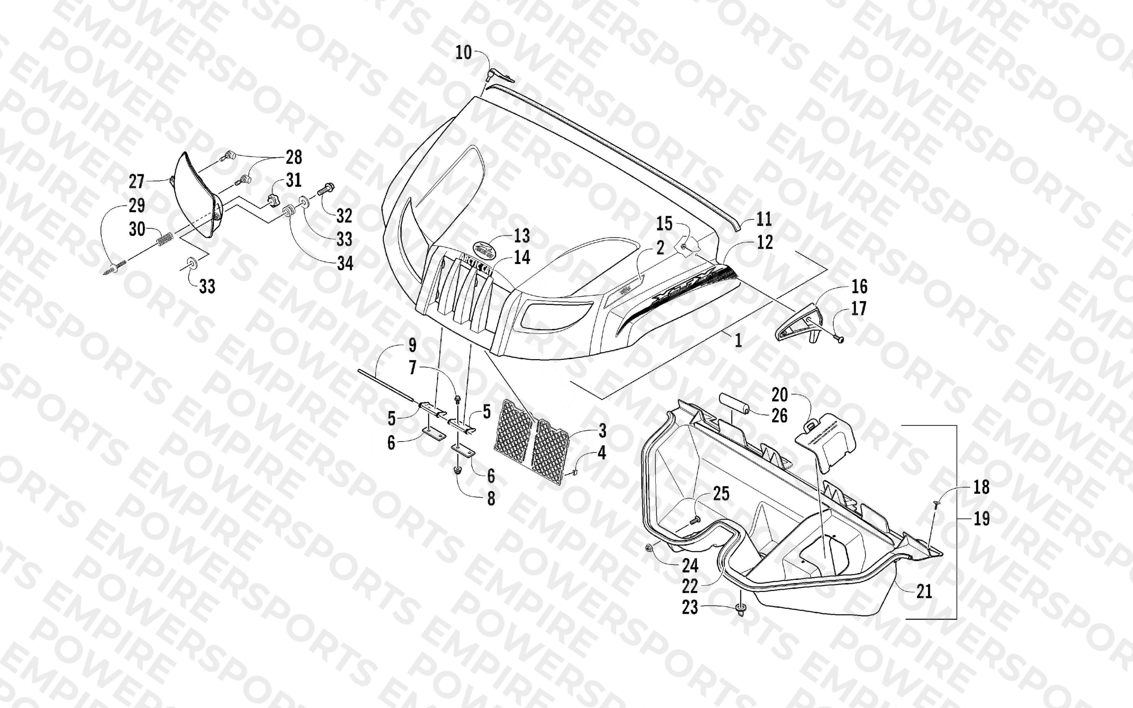HOOD AND HEADLIGHT ASSEMBLY