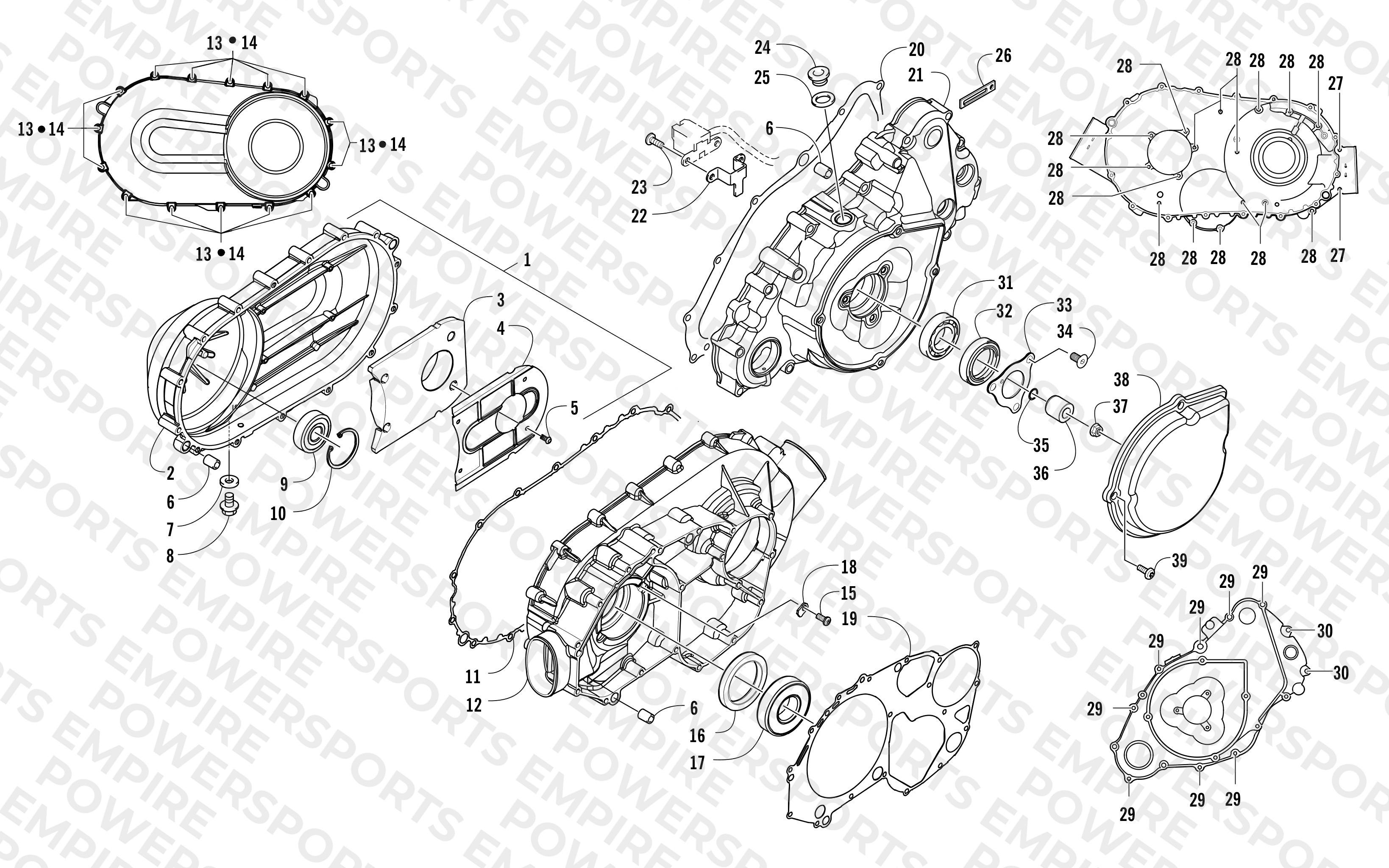CLUTCH/V-BELT/MAGNETO COVER ASSEMBLY