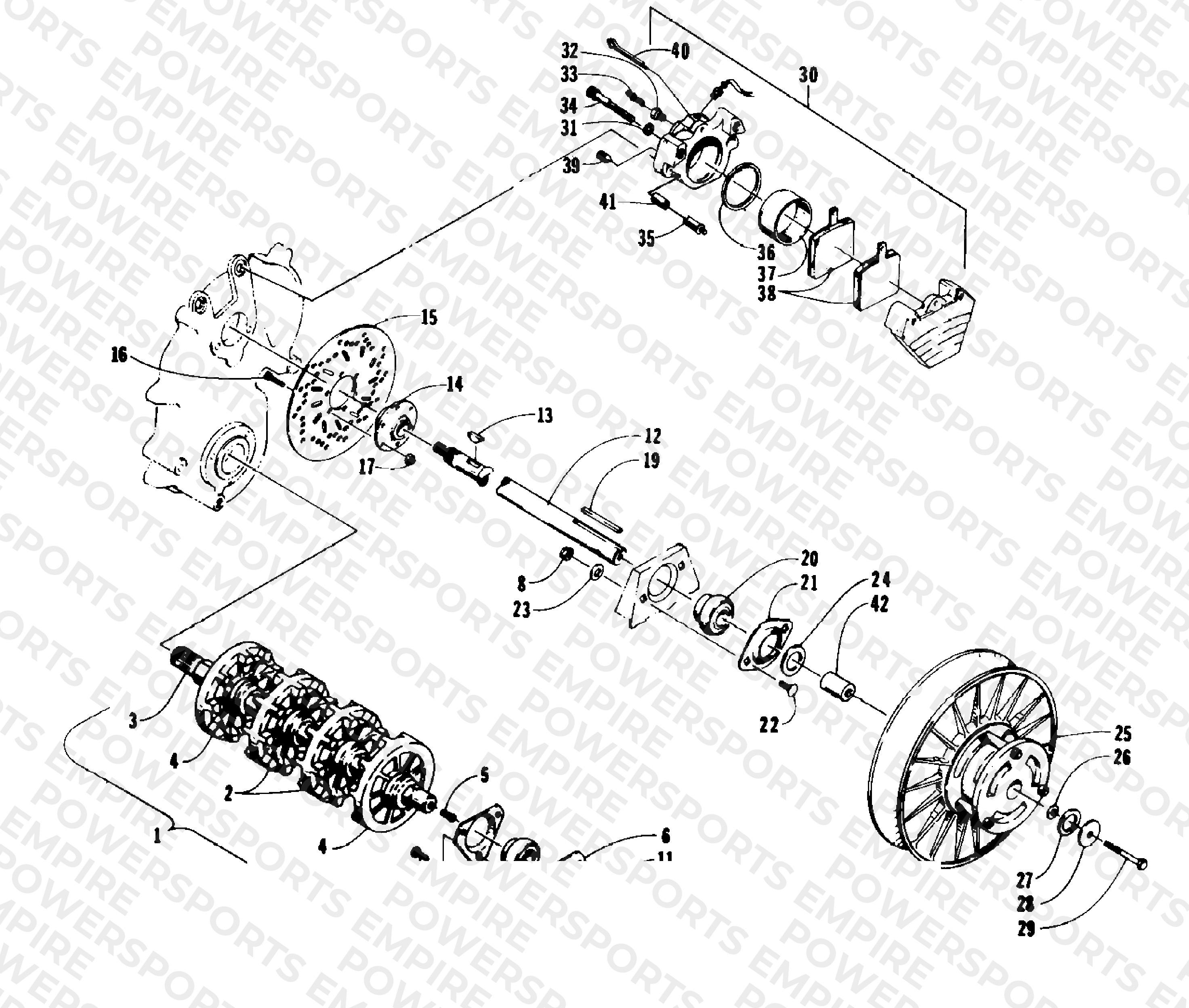 DRIVE TRAIN SHAFTS AND BRAKE ASSEMBLIES