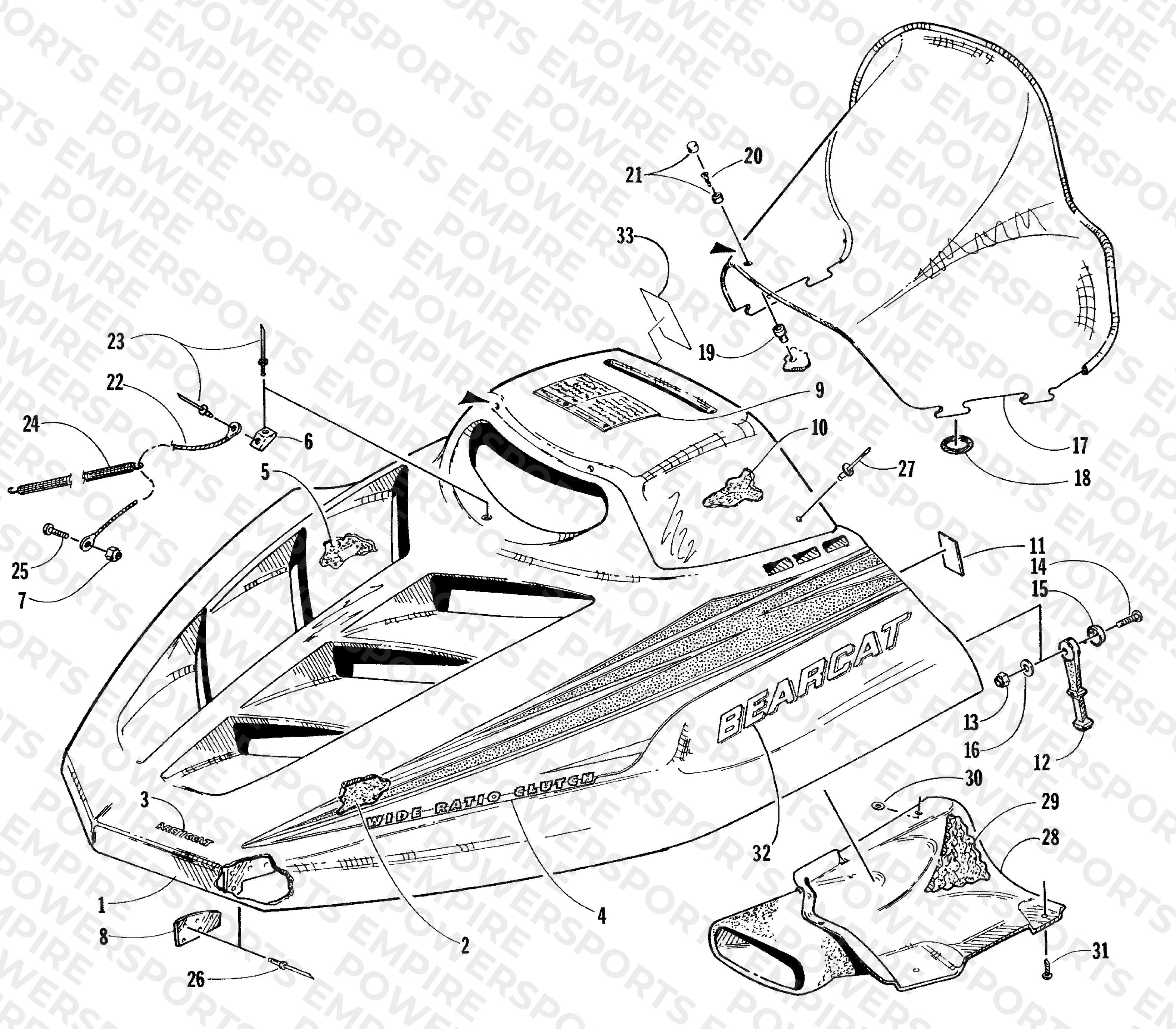 HOOD AND WINDSHIELD ASSEMBLY