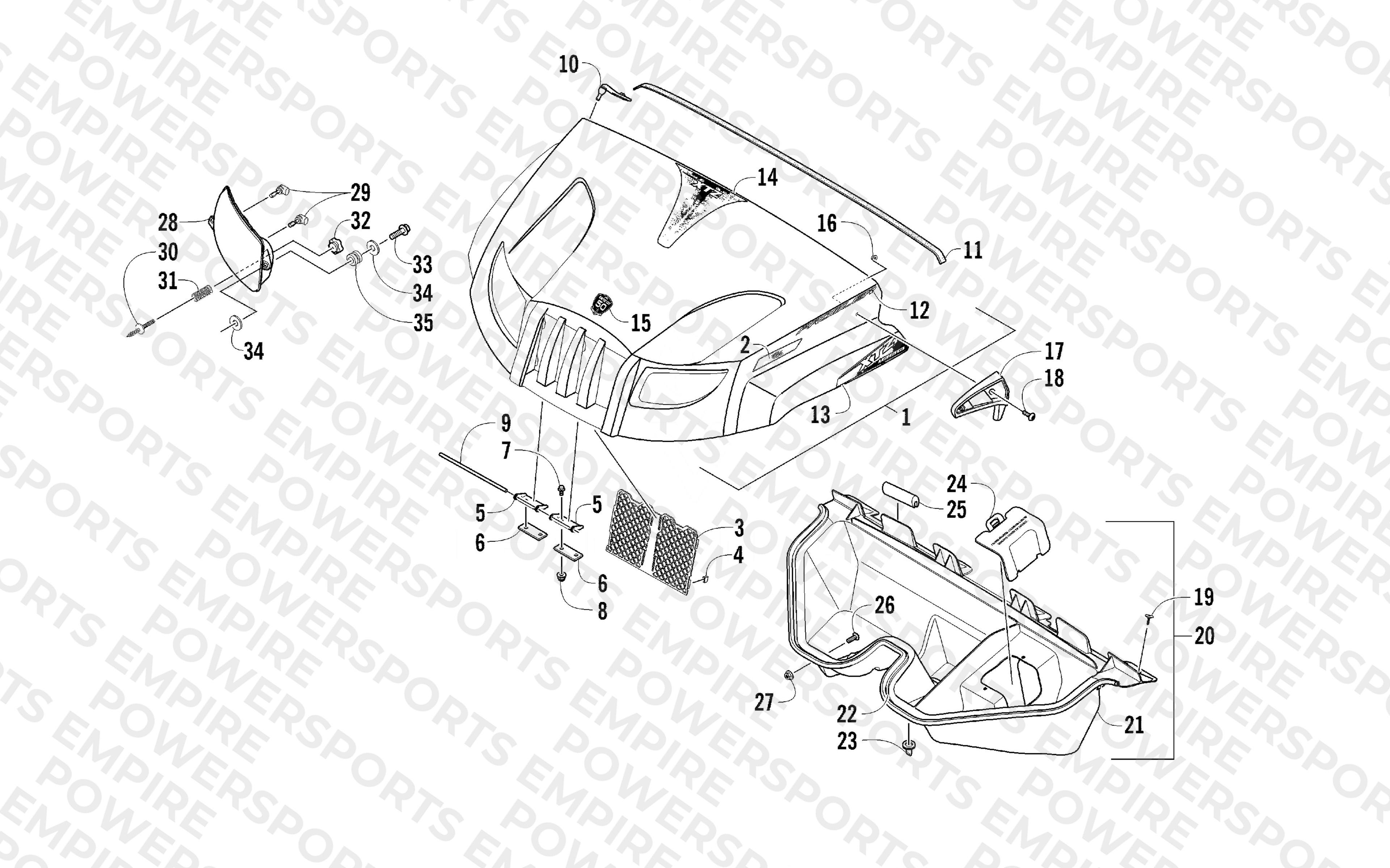 HOOD AND HEADLIGHT ASSEMBLY
