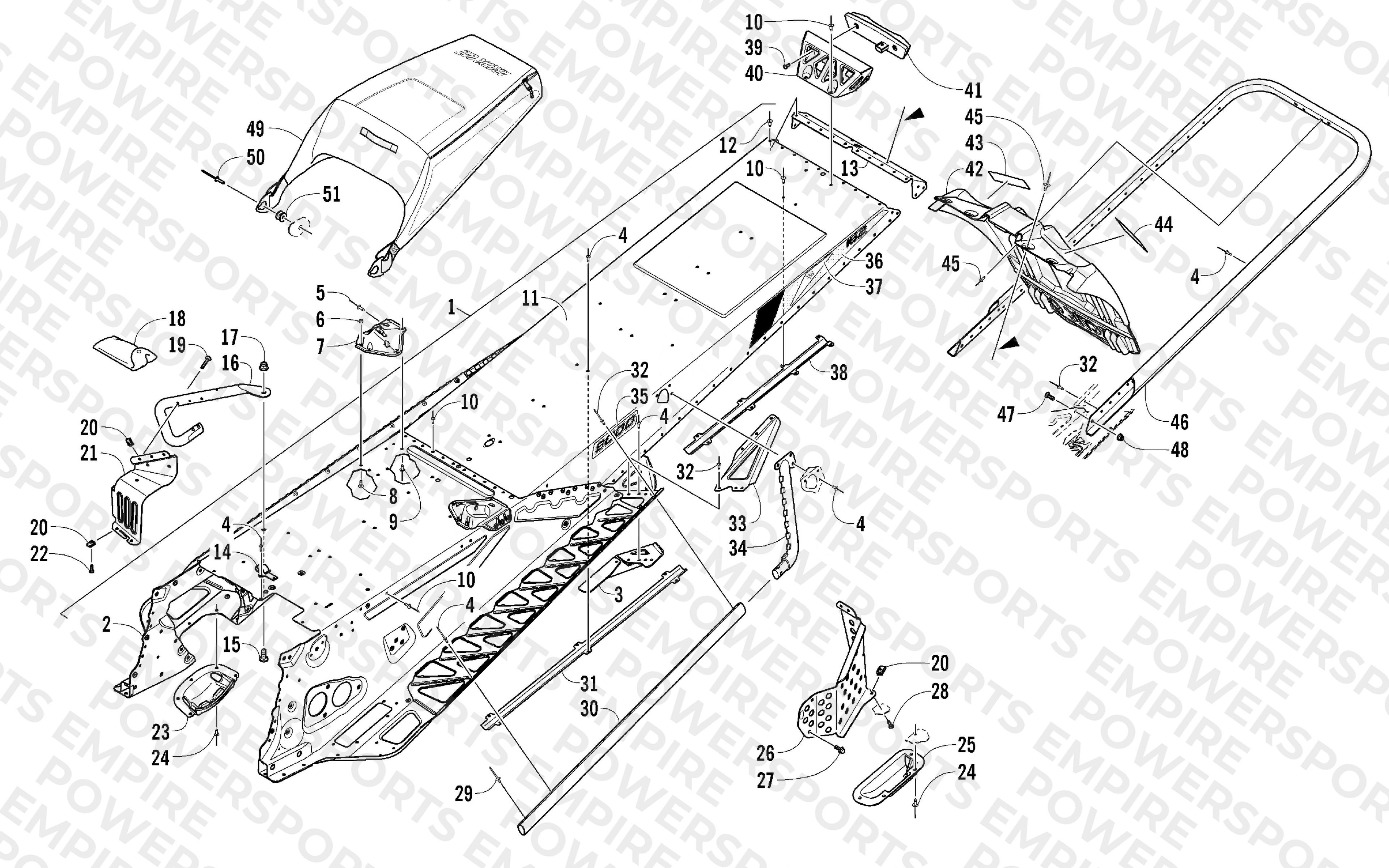TUNNEL, REAR BUMPER, AND SNOWFLAP ASSEMBLY