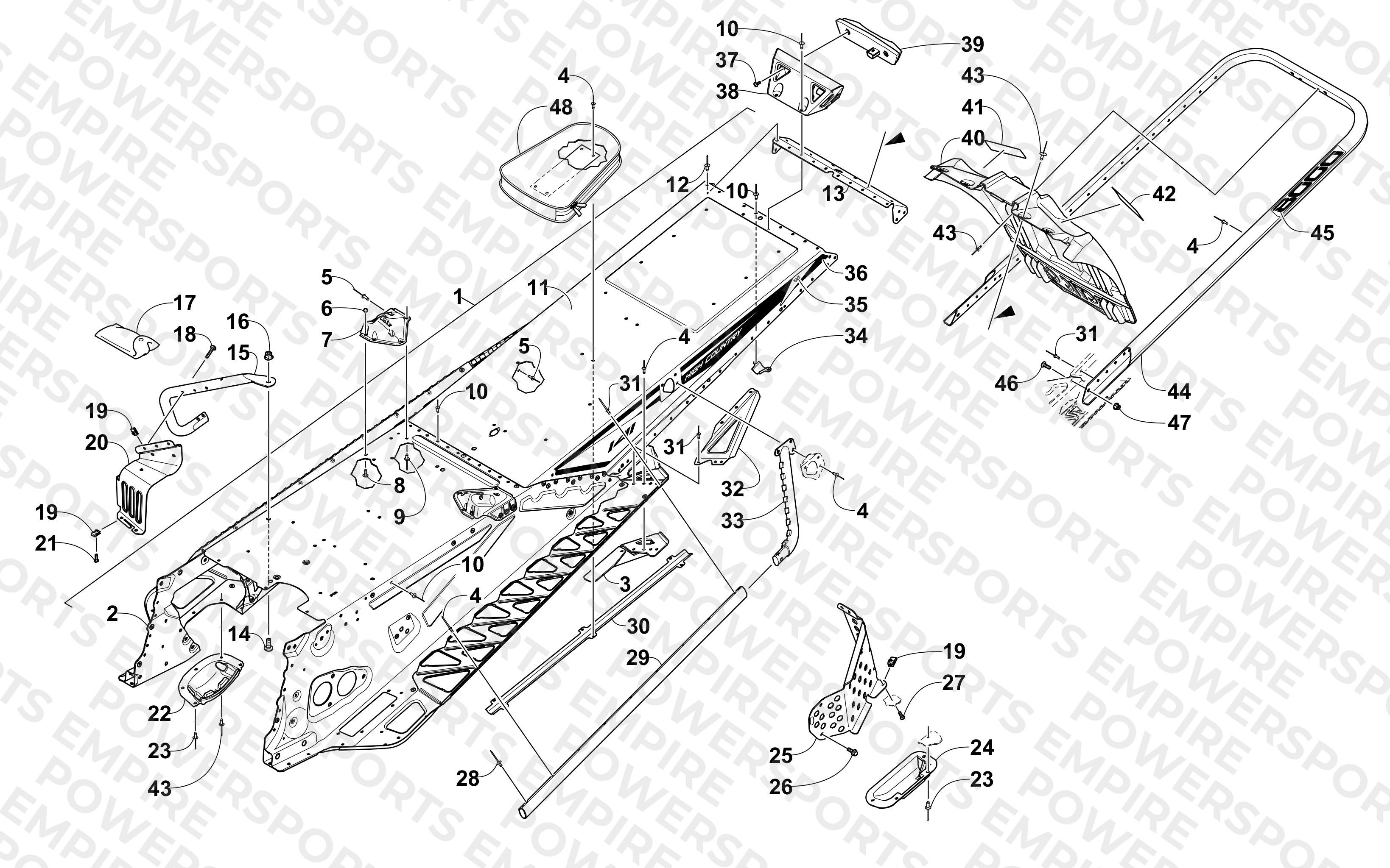 TUNNEL, REAR BUMPER, AND SNOWFLAP ASSEMBLY