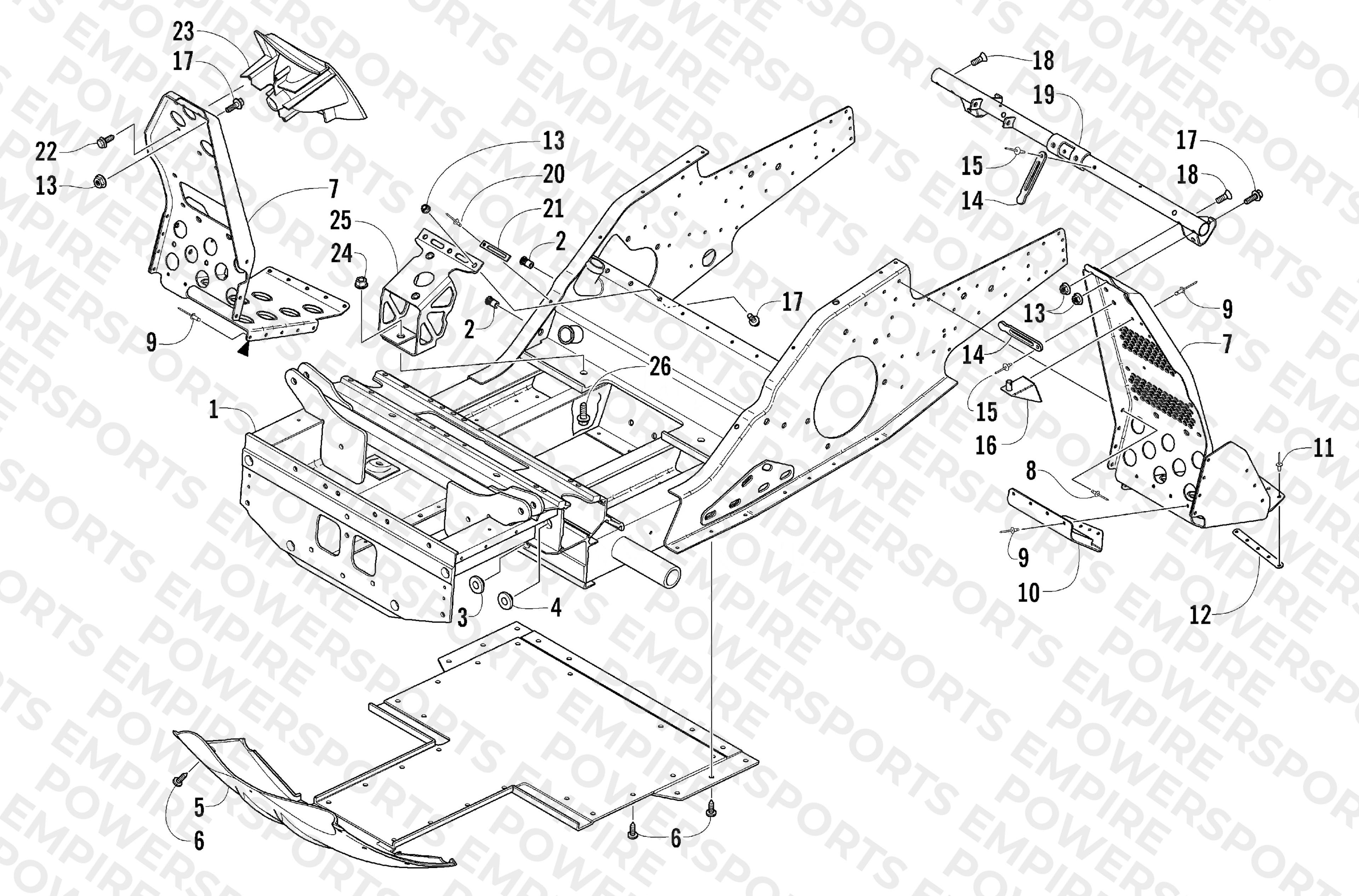 FRONT FRAME AND FOOTREST ASSEMBLY