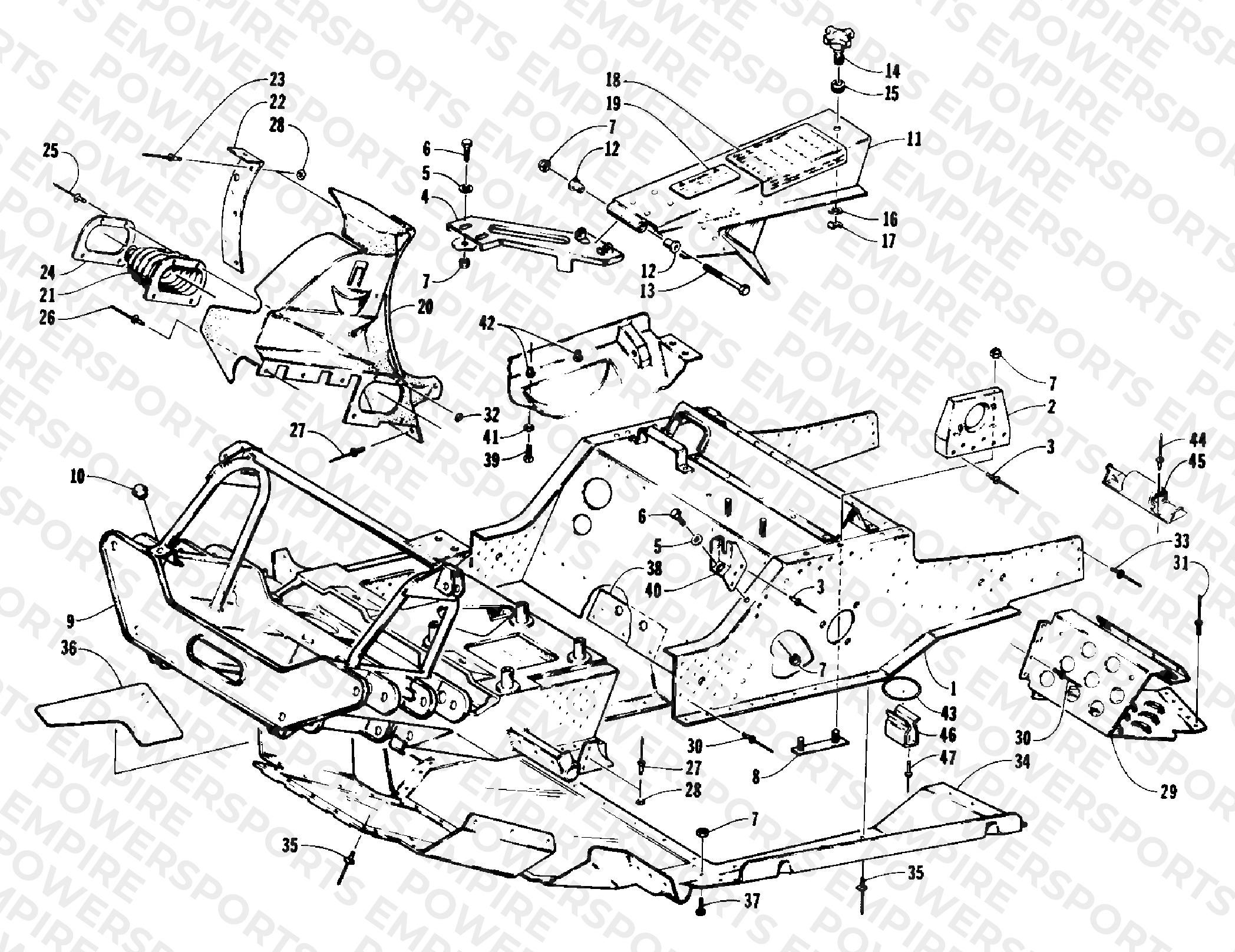 FRONT FRAME,BELLY PAN,AND FOOTREST ASSEMBLY