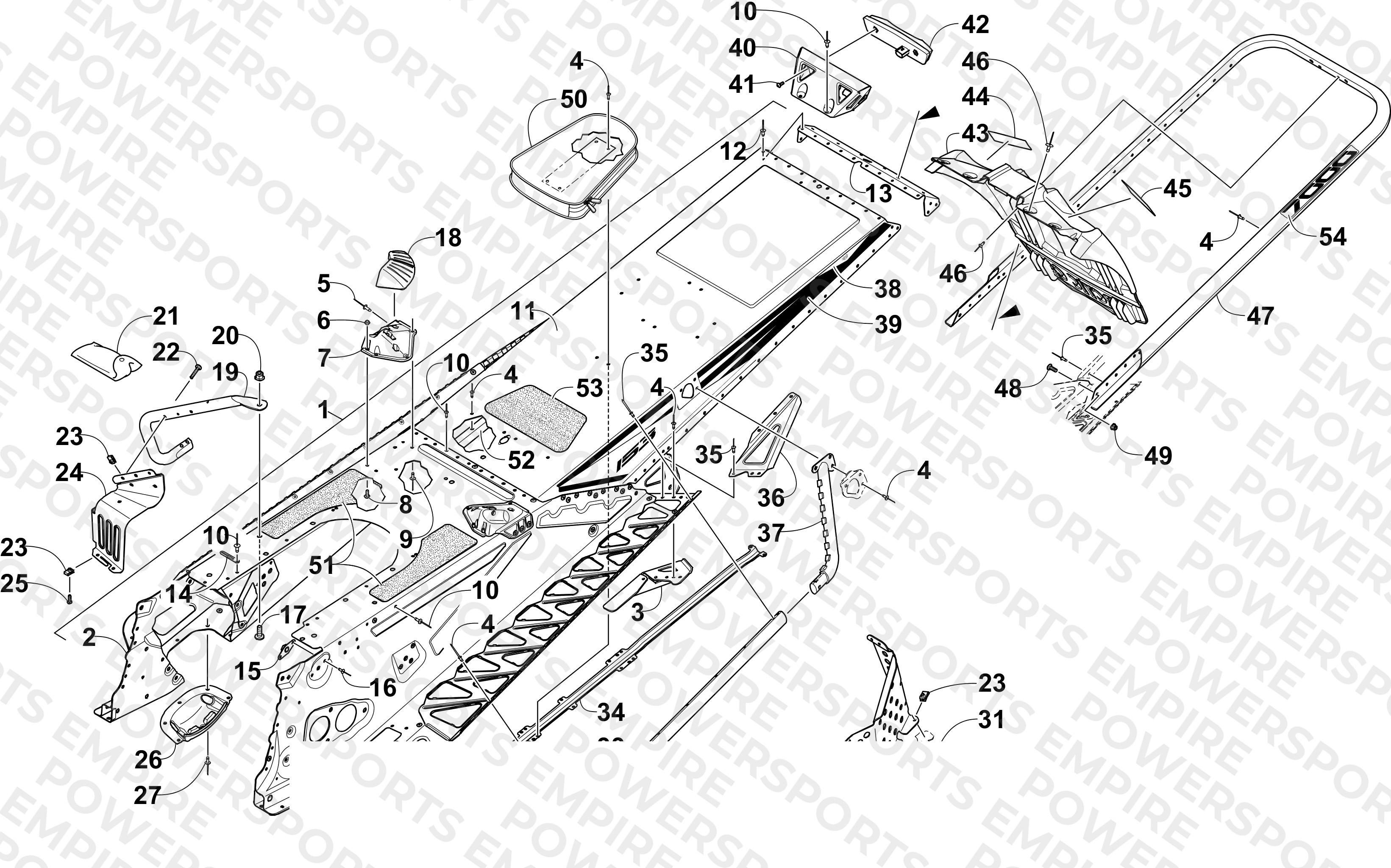 TUNNEL, REAR BUMPER, AND SNOWFLAP ASSEMBLY