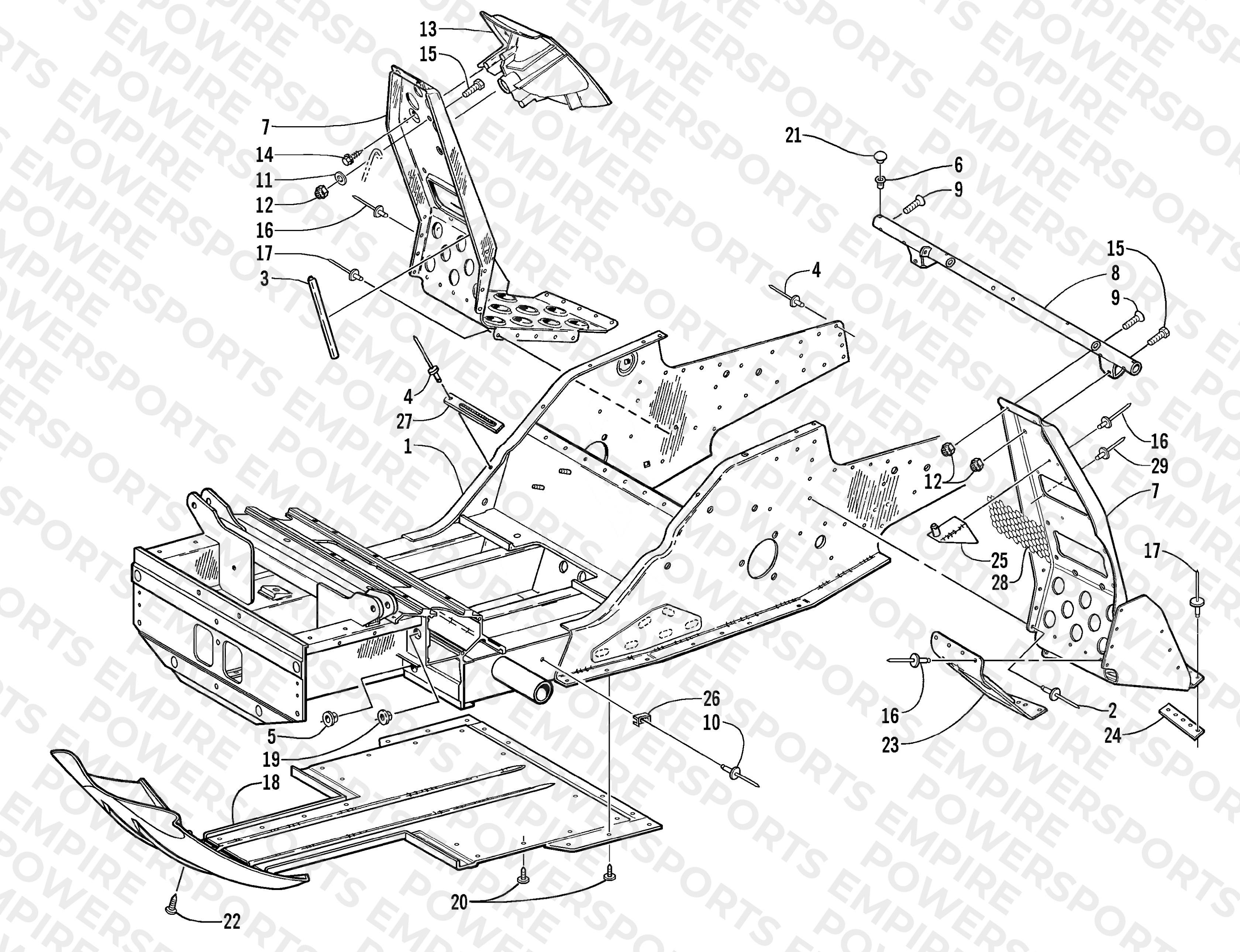 FRONT FRAME AND FOOTREST ASSEMBLY