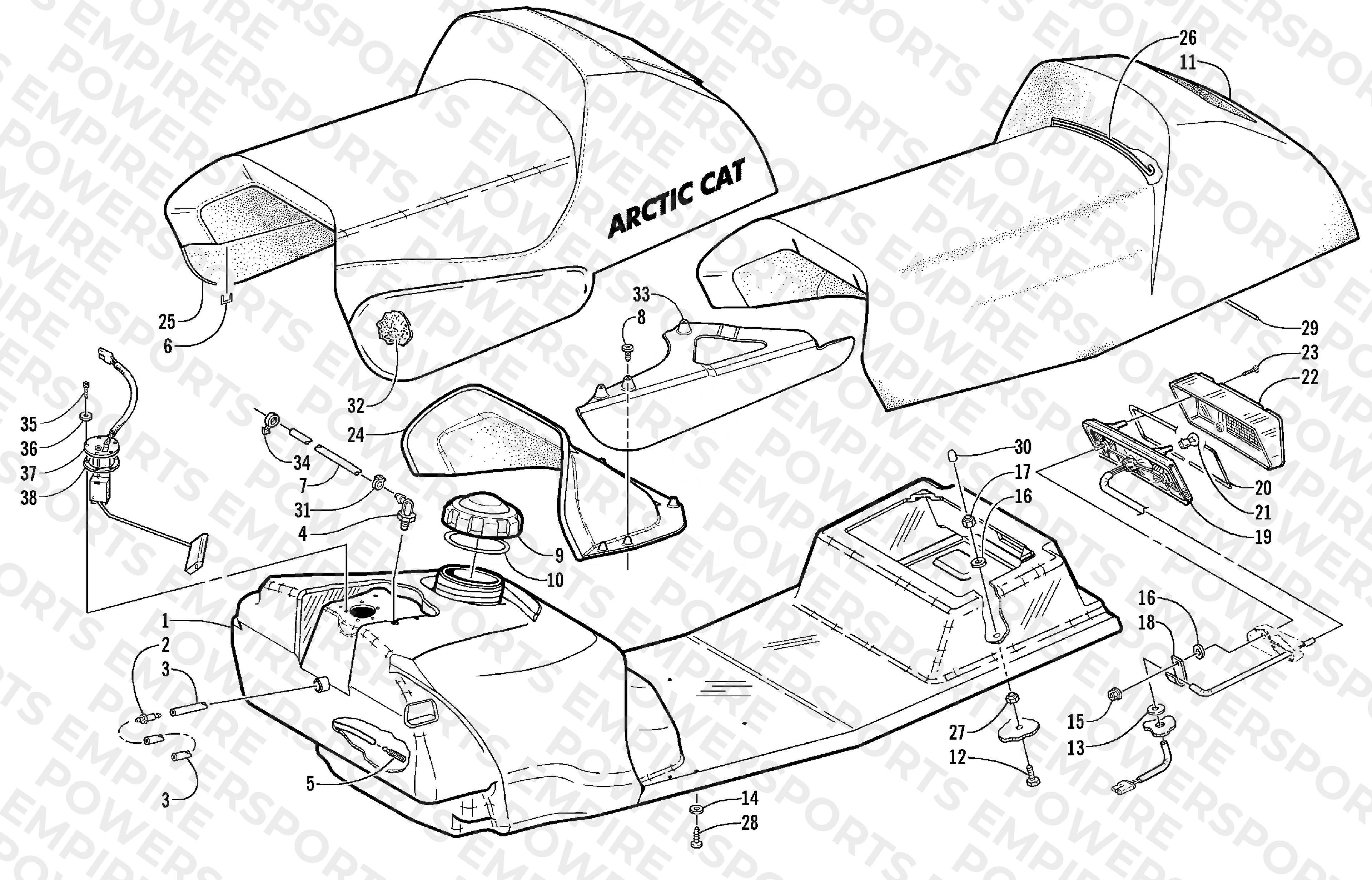 GAS TANK, SEAT, AND TAILLIGHT ASSEMBLY