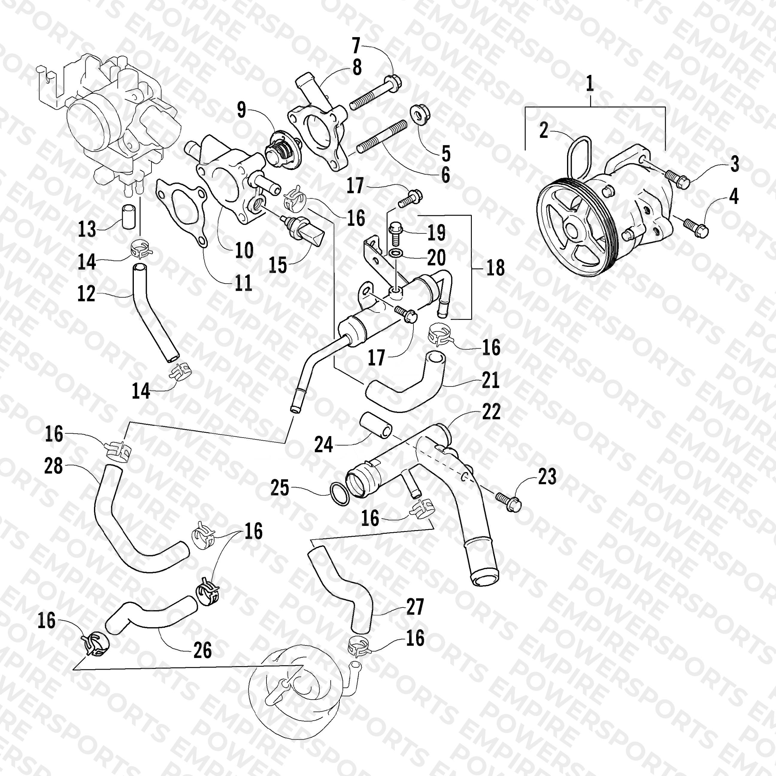 WATER PUMP AND THERMOSTAT ASSEMBLIES