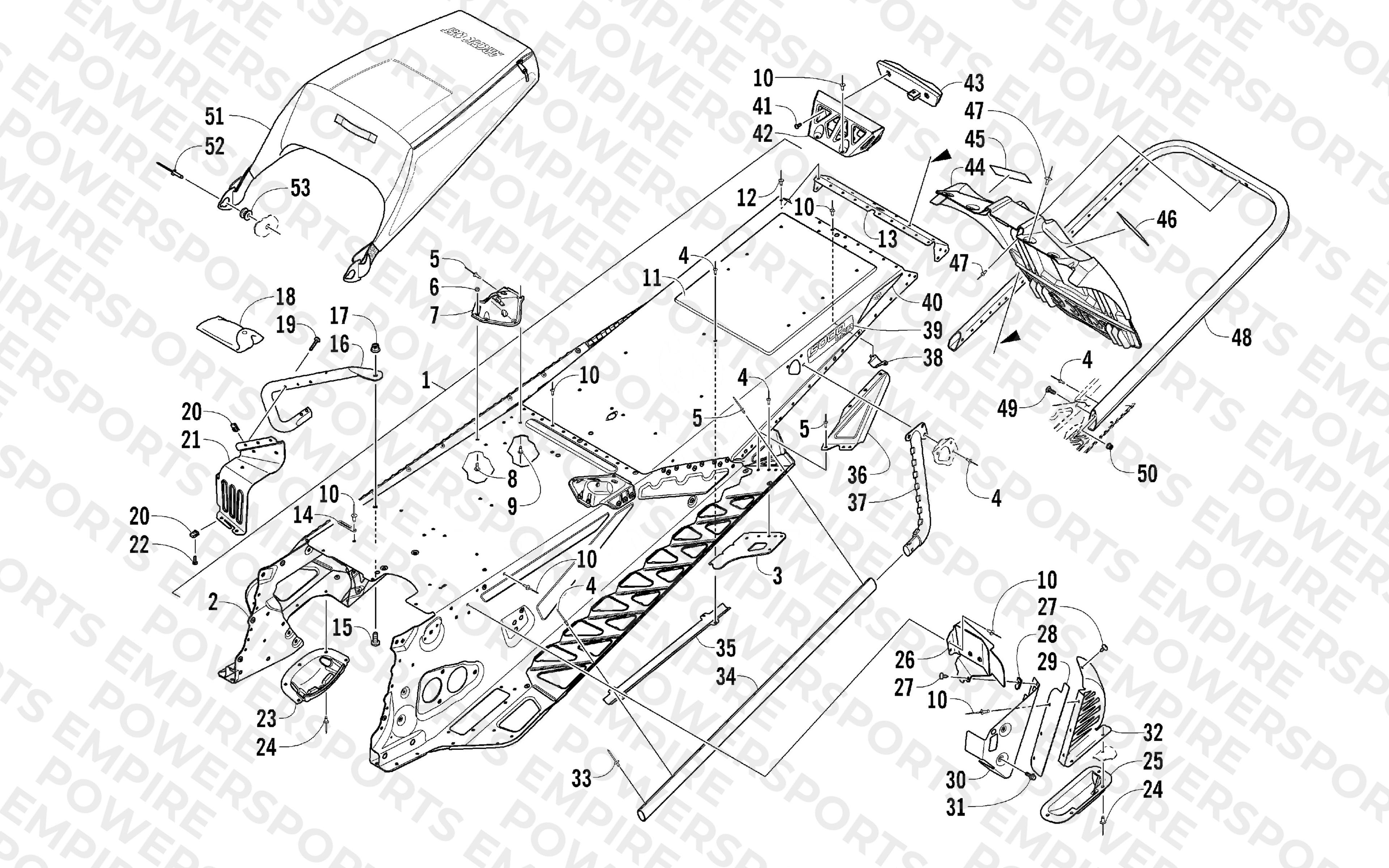 TUNNEL, REAR BUMPER, AND SNOWFLAP ASSEMBLY