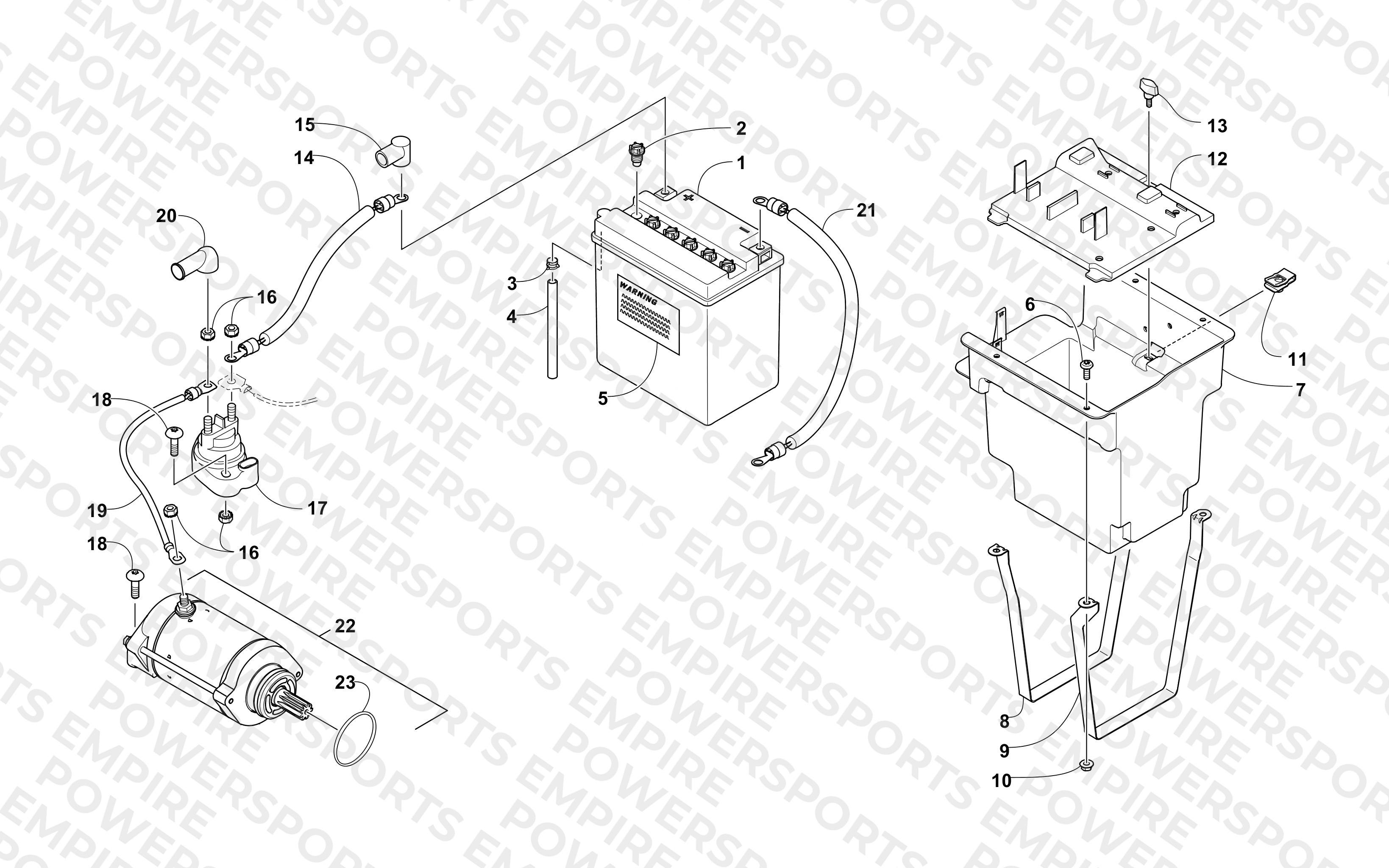 BATTERY AND STARTER MOTOR ASSEMBLY