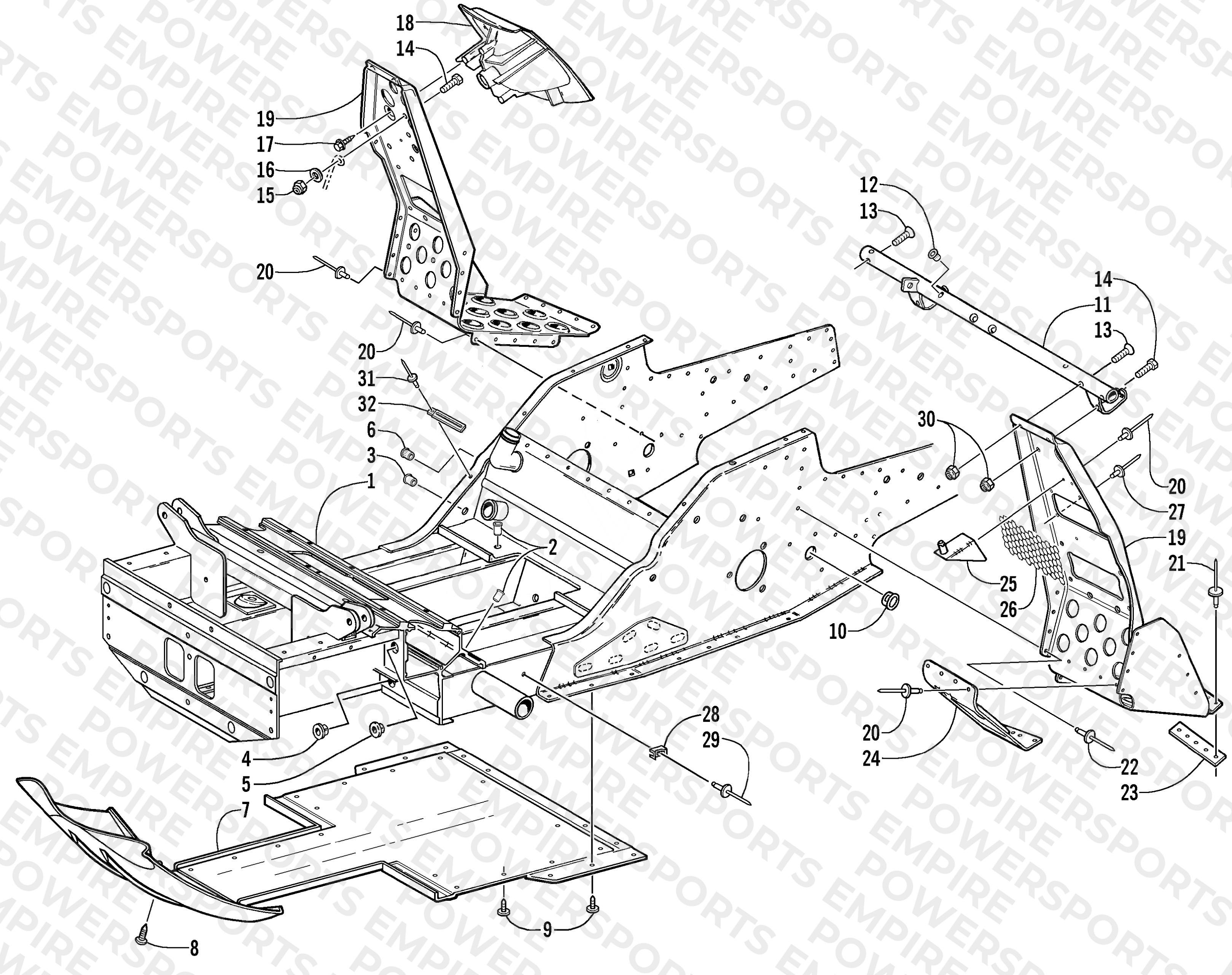 FRONT FRAME AND FOOTREST ASSEMBLY