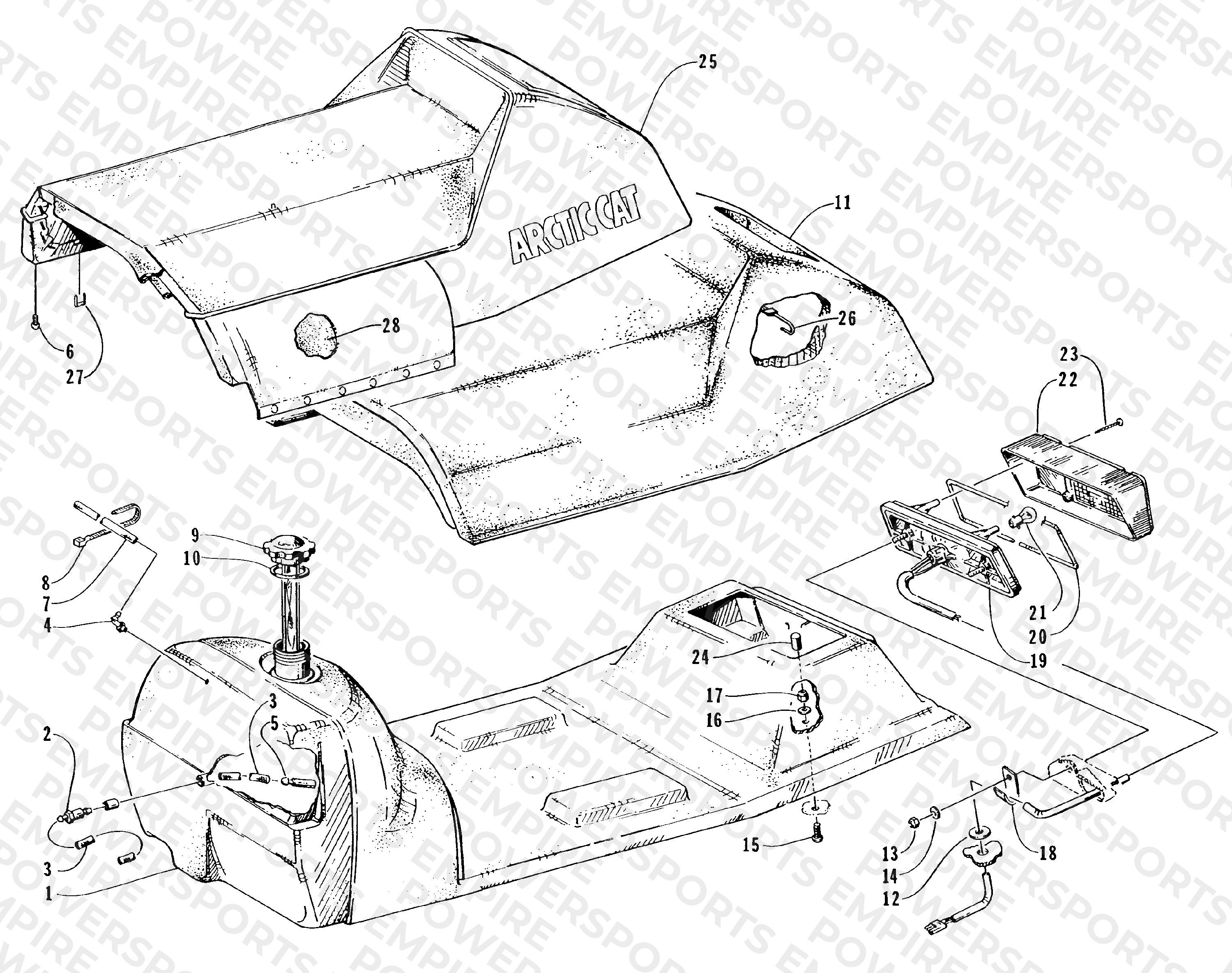 GAS TANK, SEAT, AND TAILLIGHT ASSEMBLY