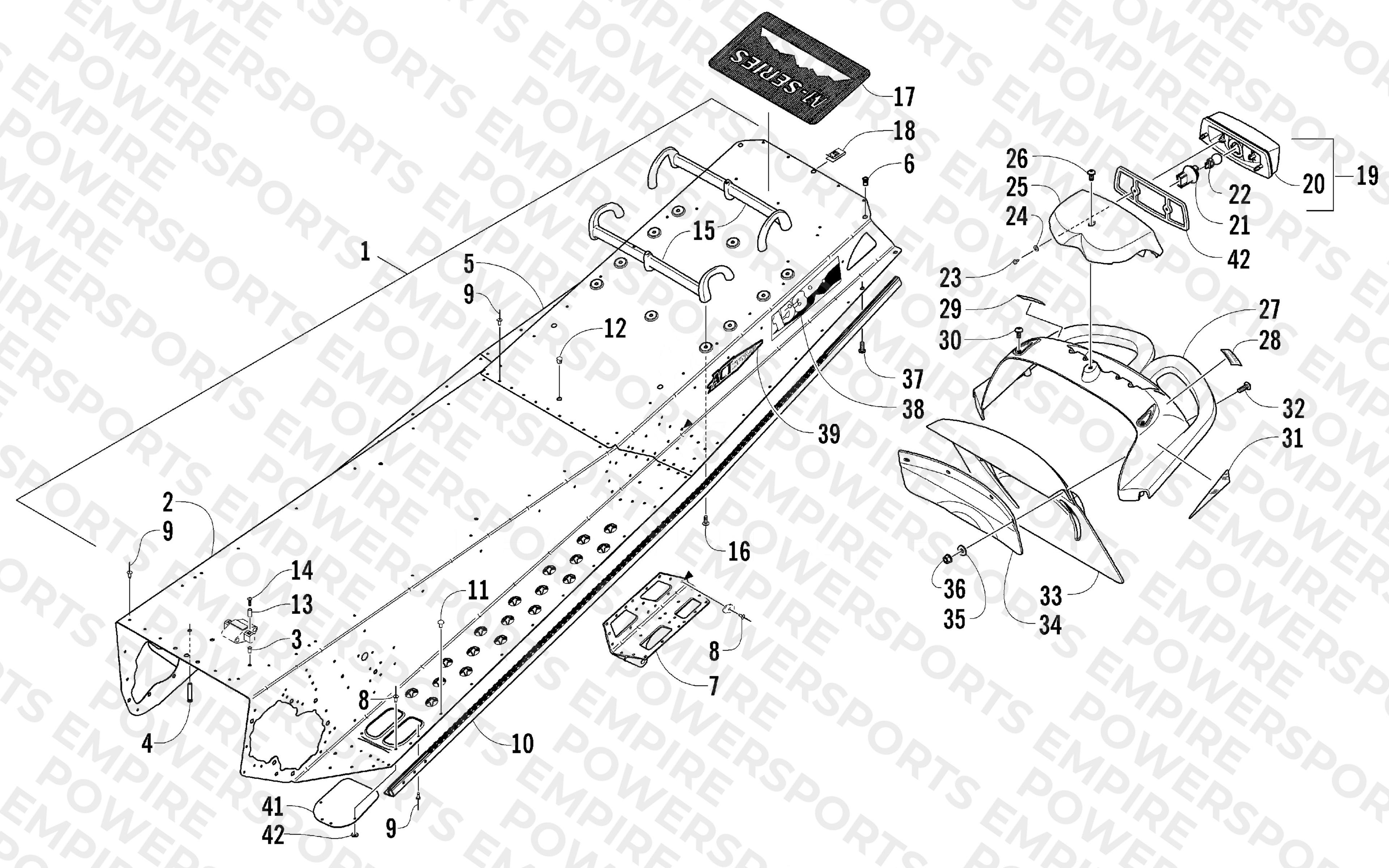 TUNNEL, REAR BUMPER, AND TAILLIGHT ASSEMBLY