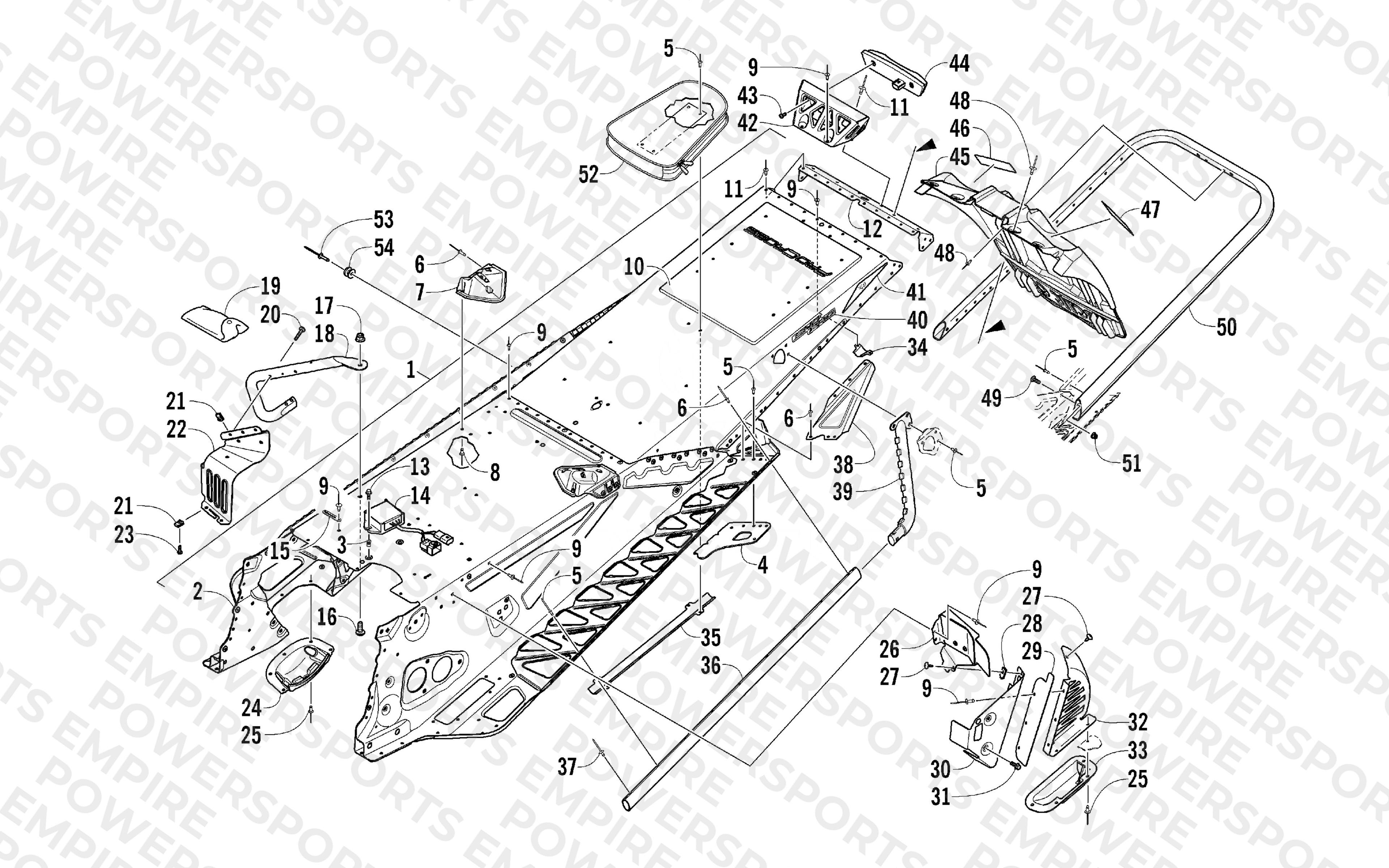 TUNNEL, REAR BUMPER, AND SNOWFLAP ASSEMBLY