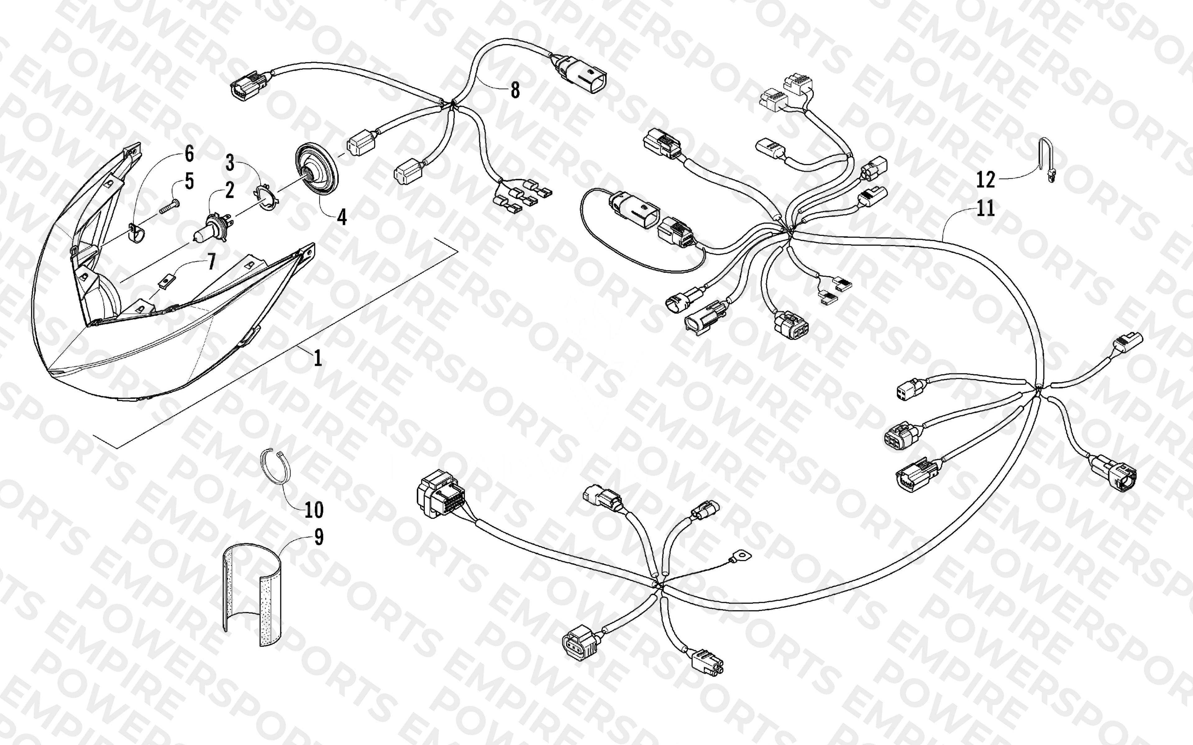 HEADLIGHT AND WIRING ASSEMBLY