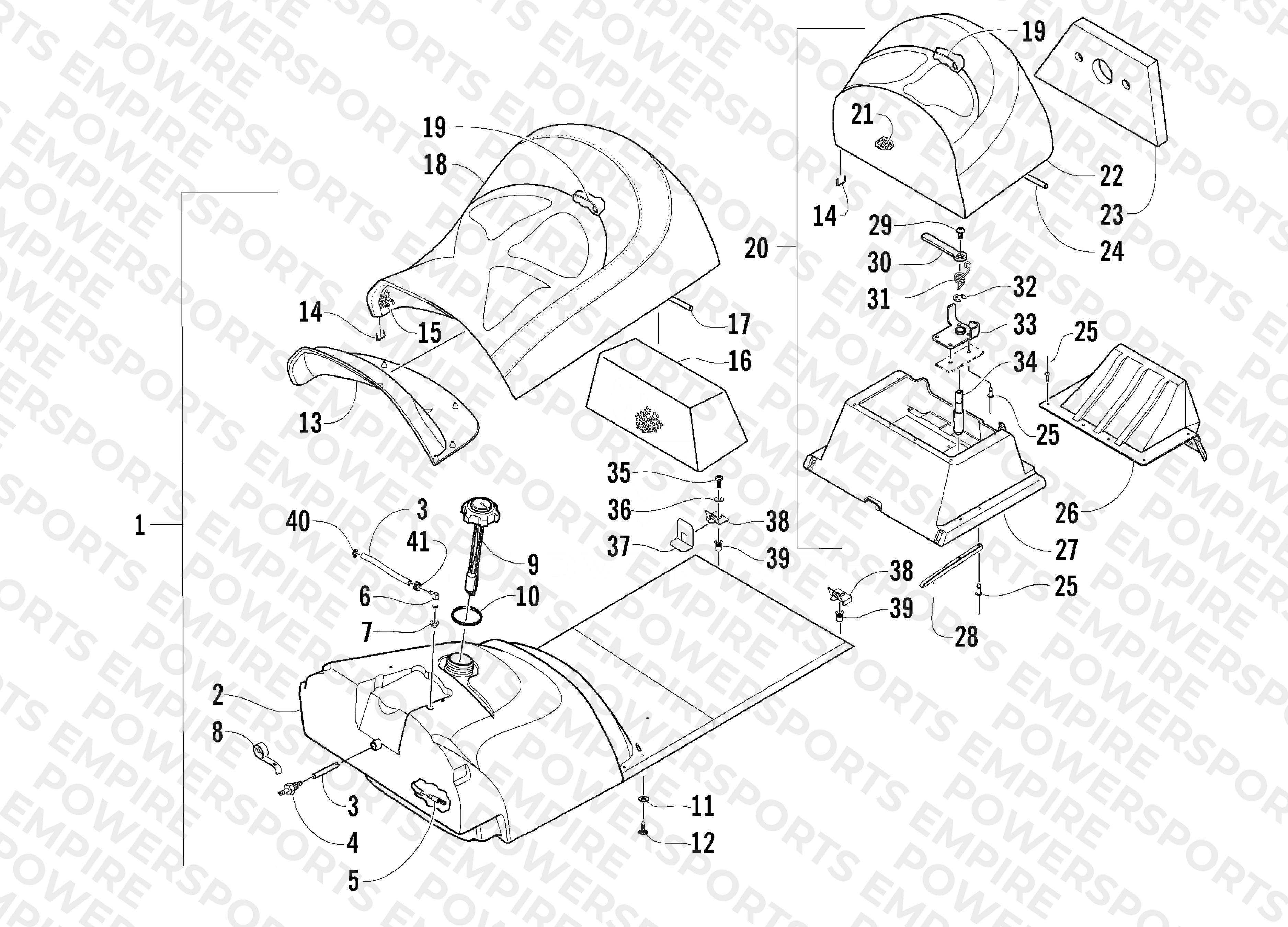 GAS TANK AND SEAT ASSEMBLY