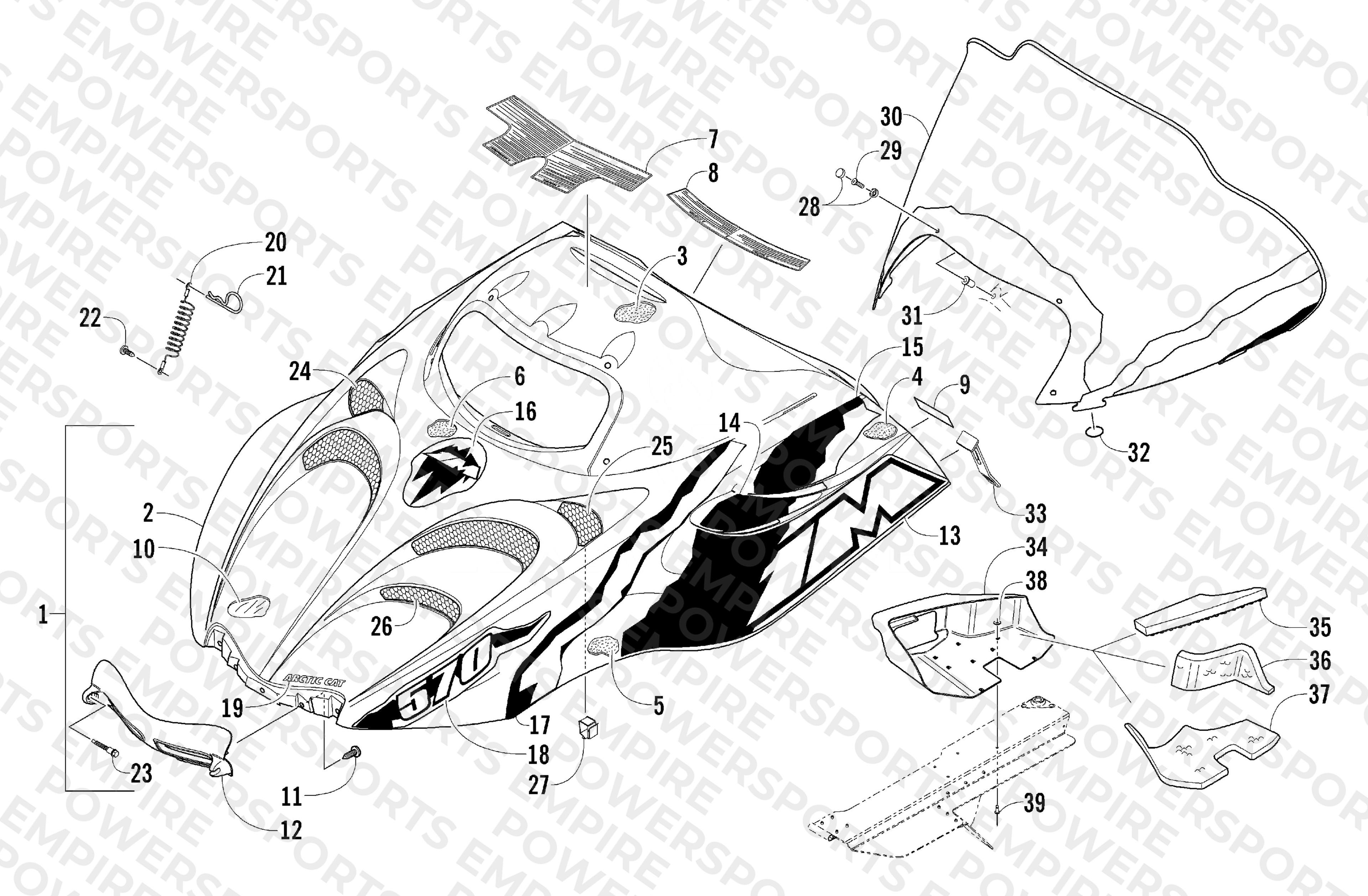 HOOD AND WINDSHIELD ASSEMBLY