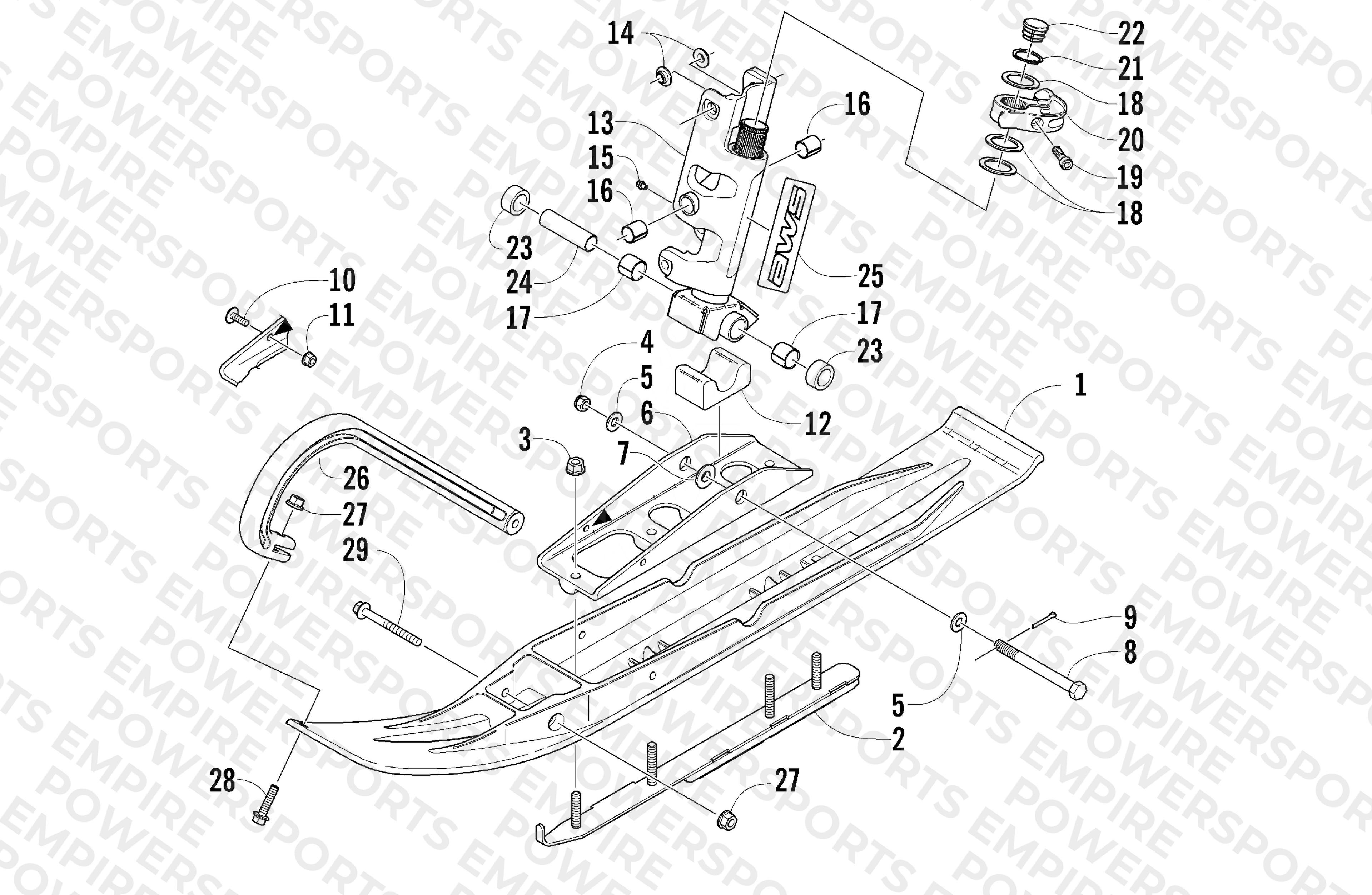 SKI AND SPINDLE ASSEMBLY