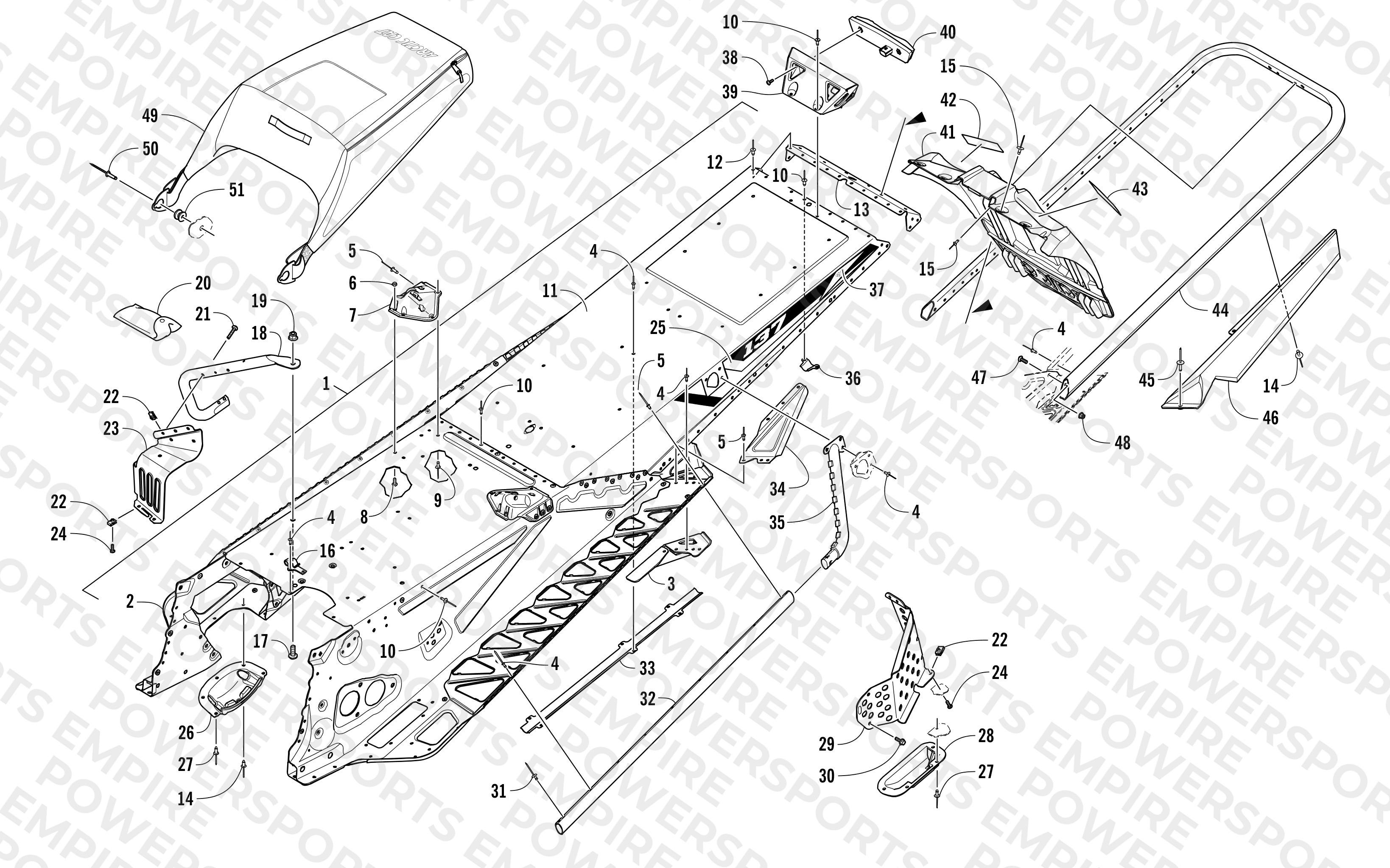 TUNNEL, REAR BUMPER, AND SNOWFLAP ASSEMBLY