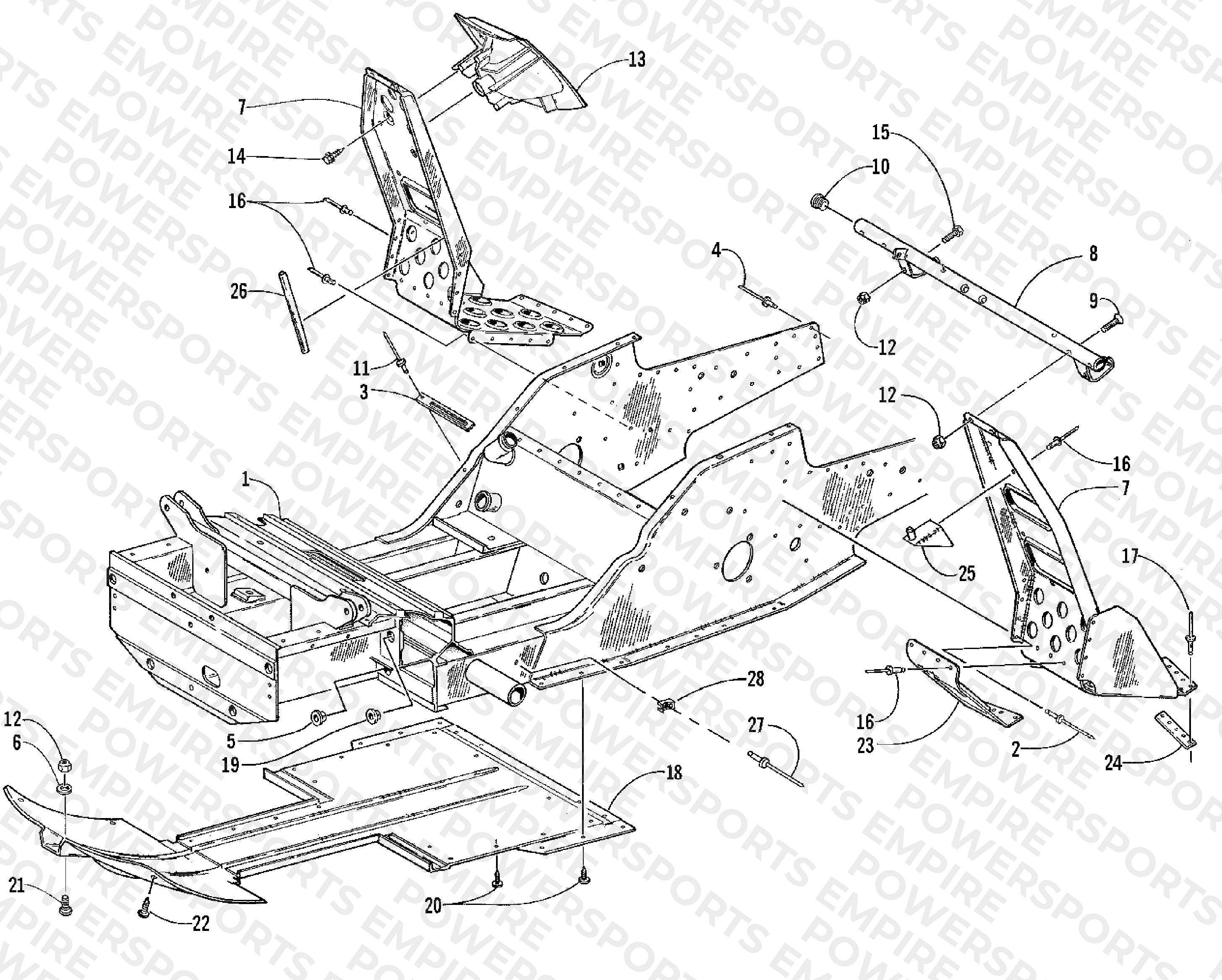FRONT FRAME AND FOOTREST ASSEMBLY