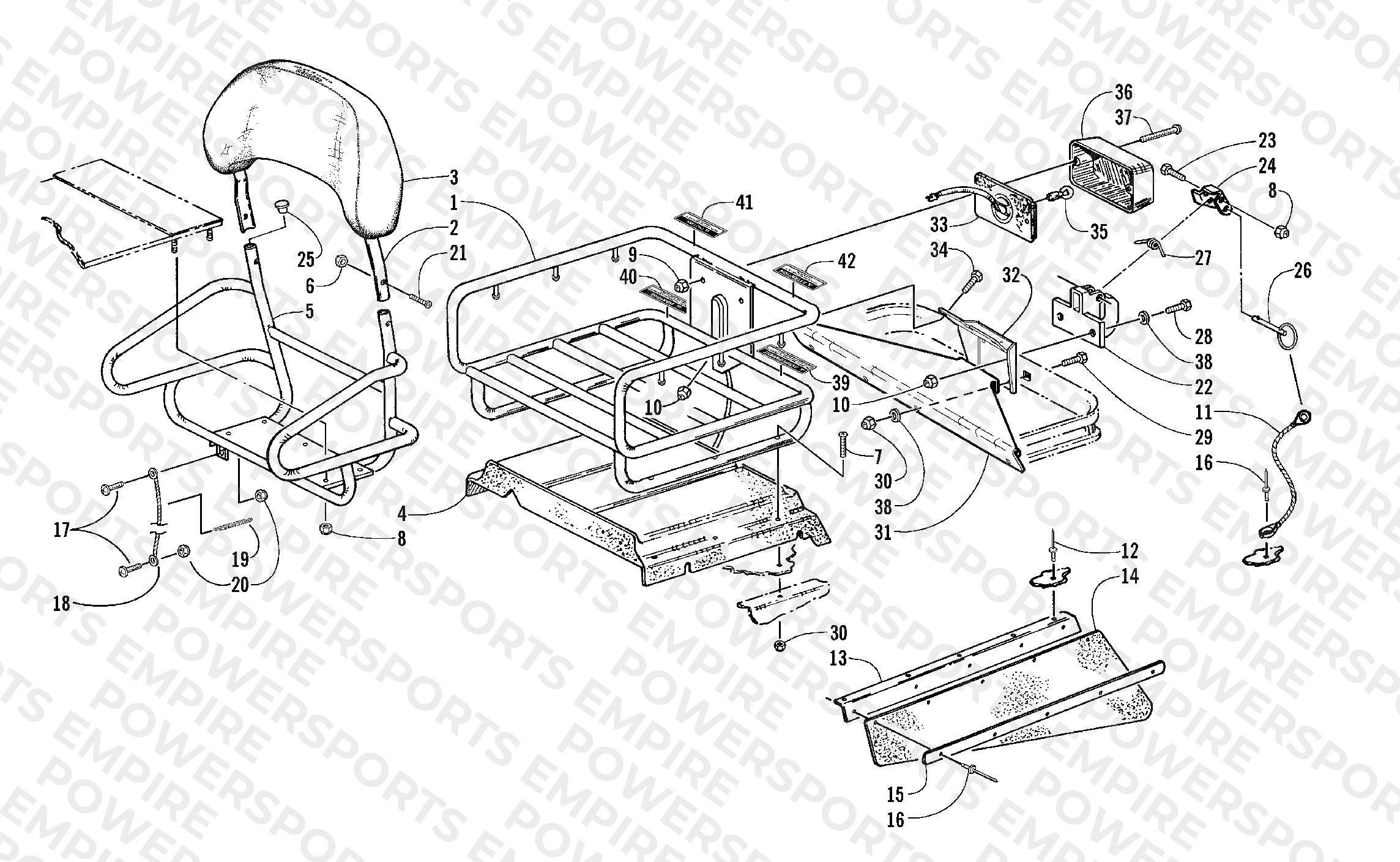 RACK, BACKREST, AND HITCH ASSEMBLIES