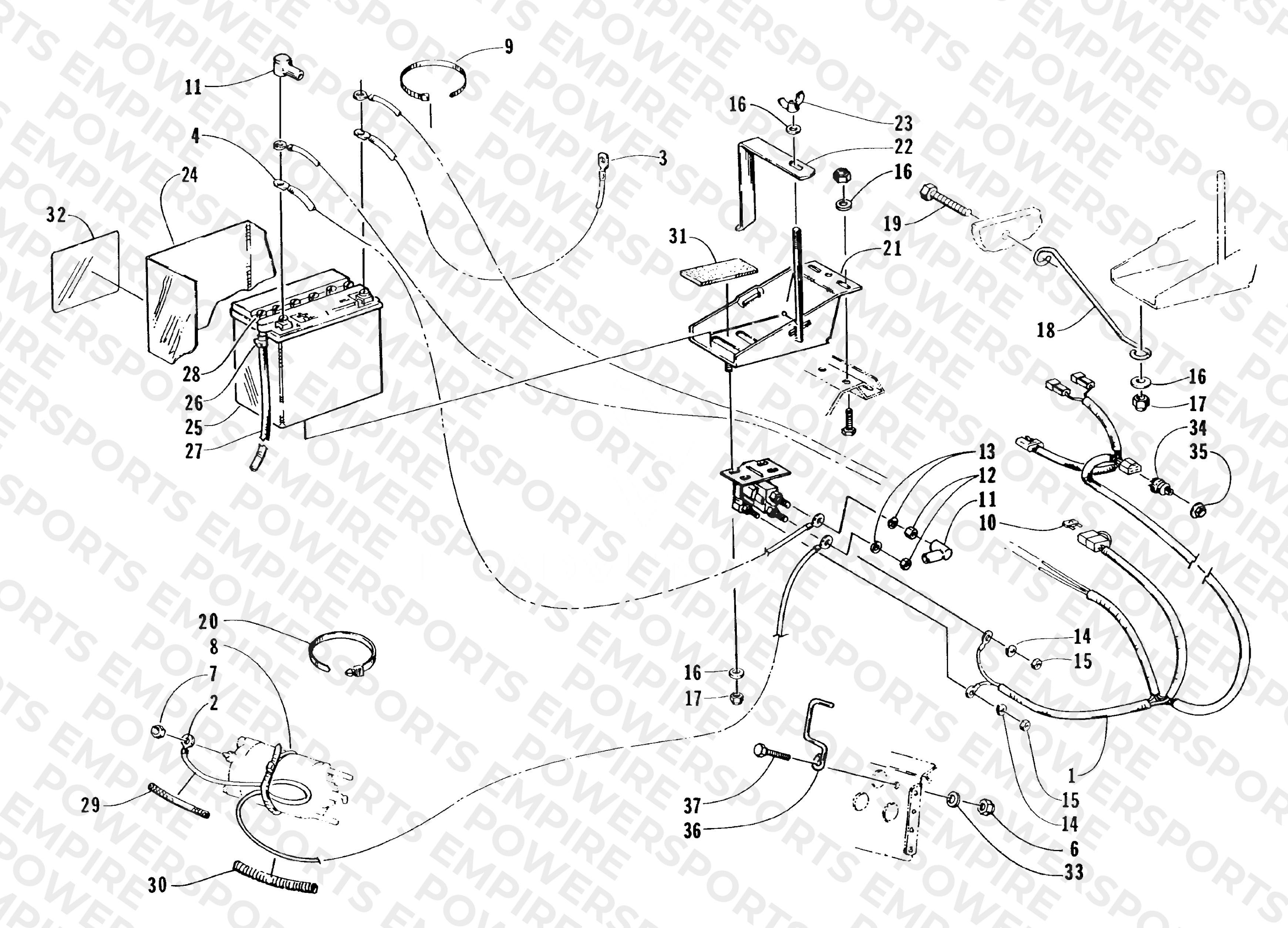 BATTERY, SOLENOID, AND CABLES