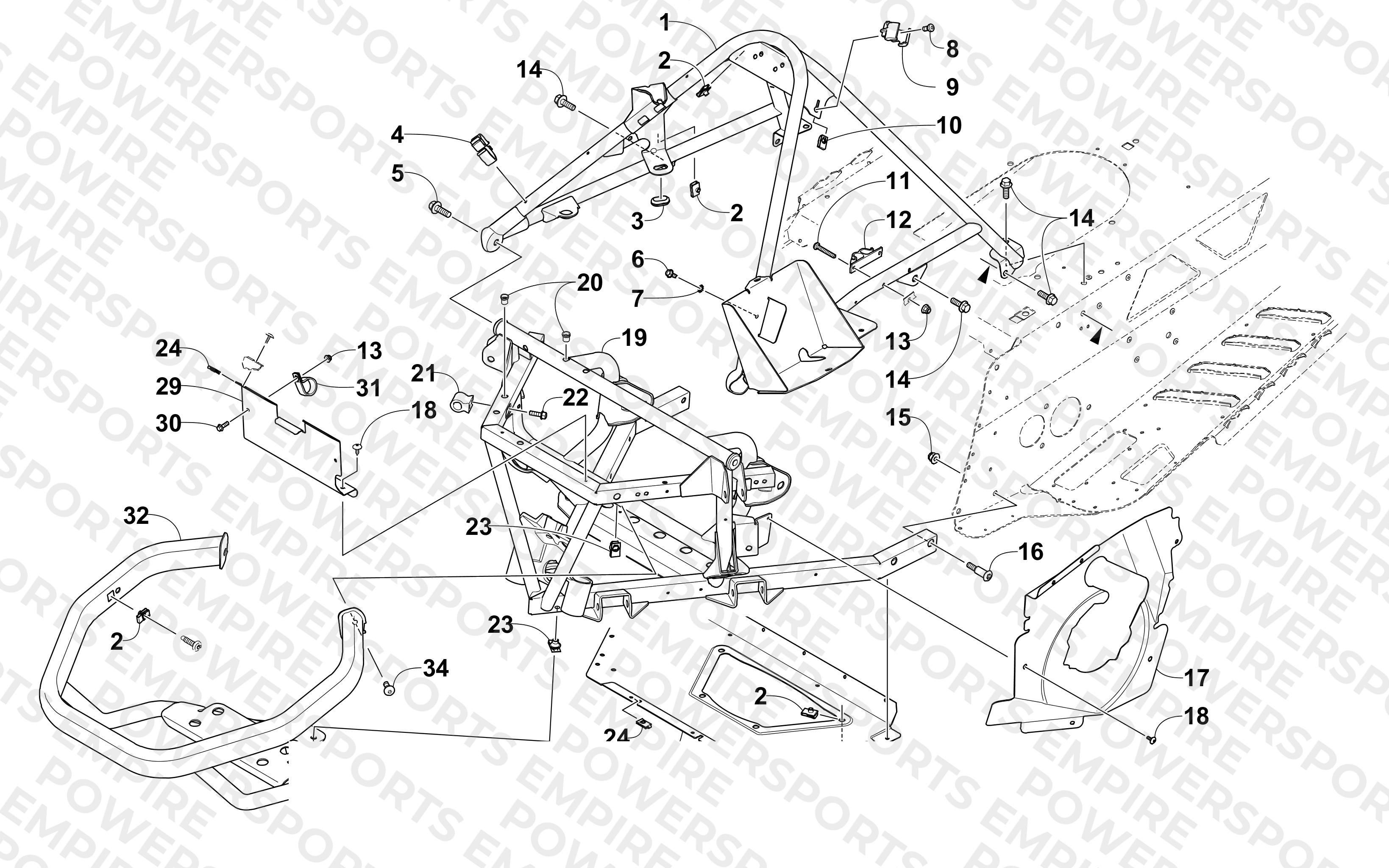 FRONT BUMPER, FRAME, AND STEERING SUPPORT ASSEMBLY