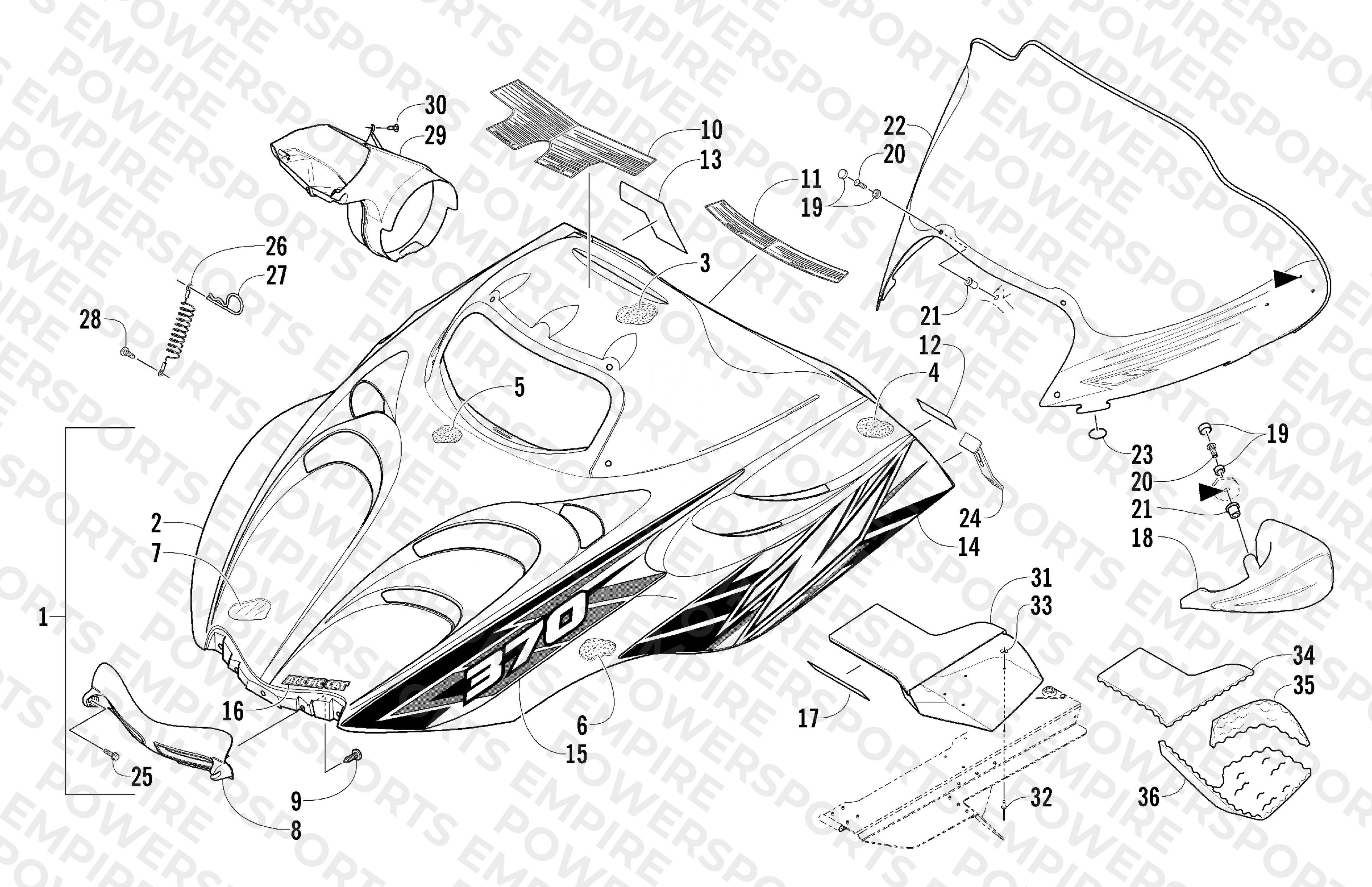 HOOD AND WINDSHIELD ASSEMBLY