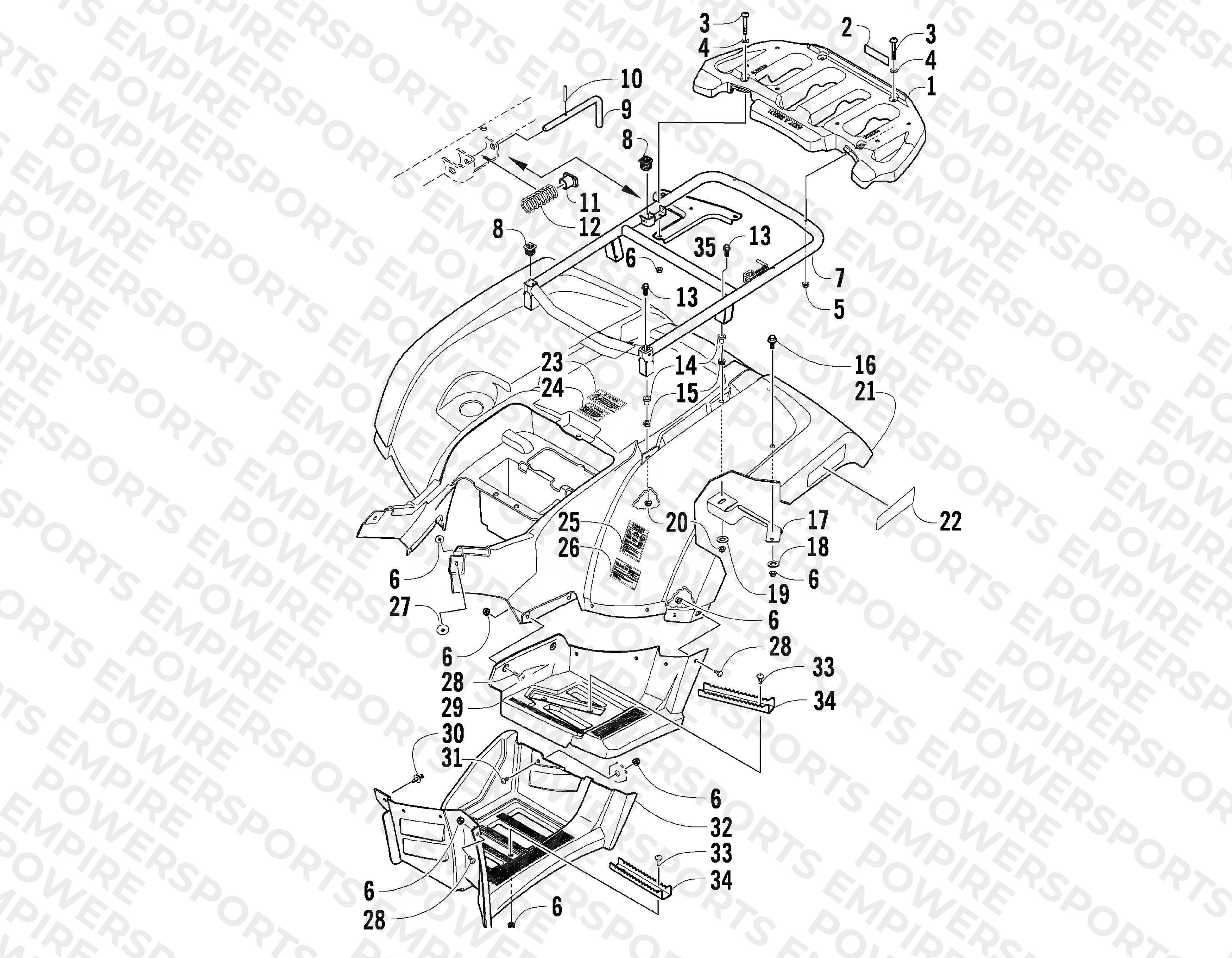 REAR RACK, BODY PANEL, AND FOOTWELL ASSEMBLIES