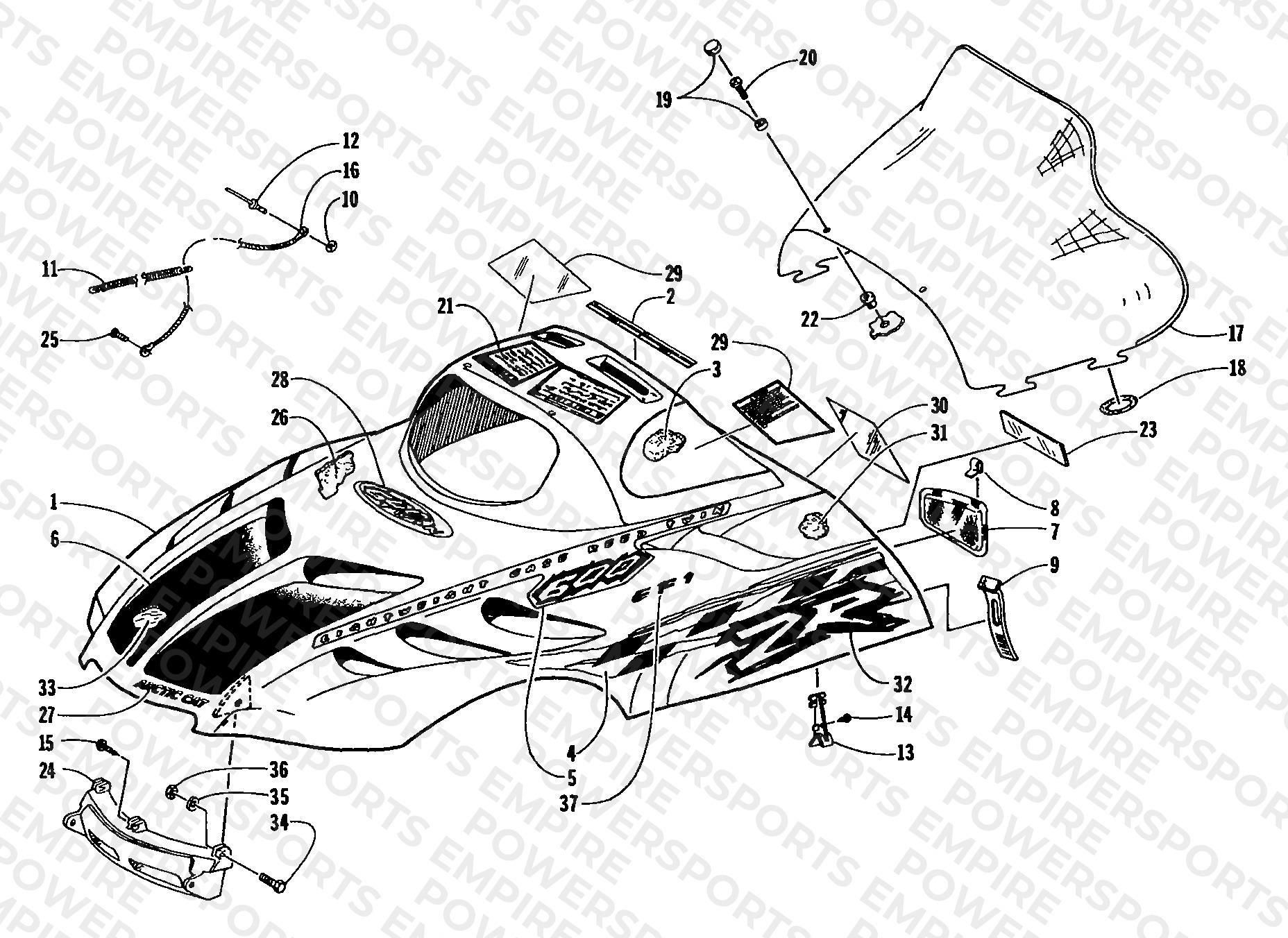 HOOD AND WINDSHIELD ASSEMBLY