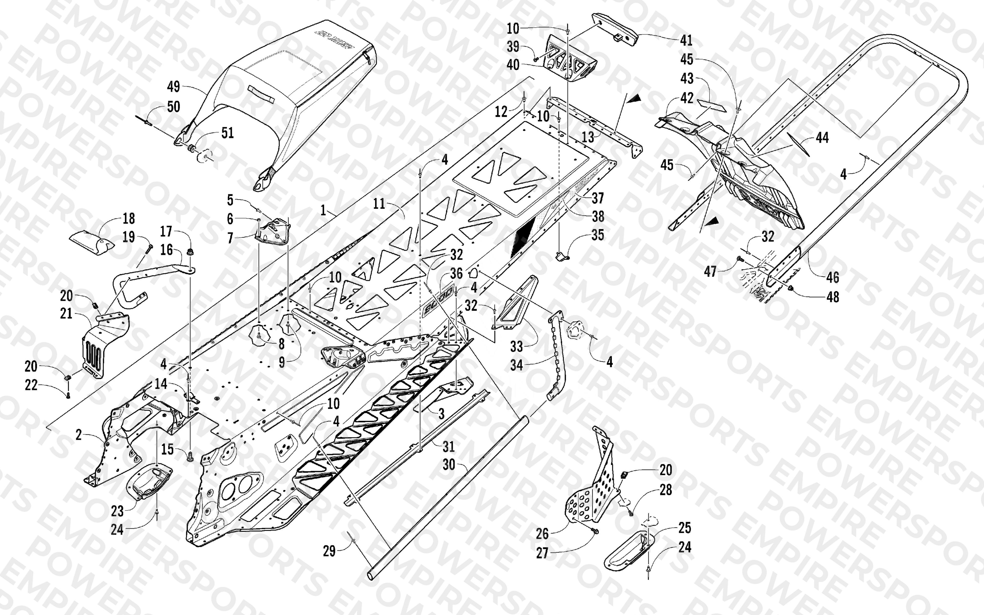 TUNNEL, REAR BUMPER, AND SNOWFLAP ASSEMBLY
