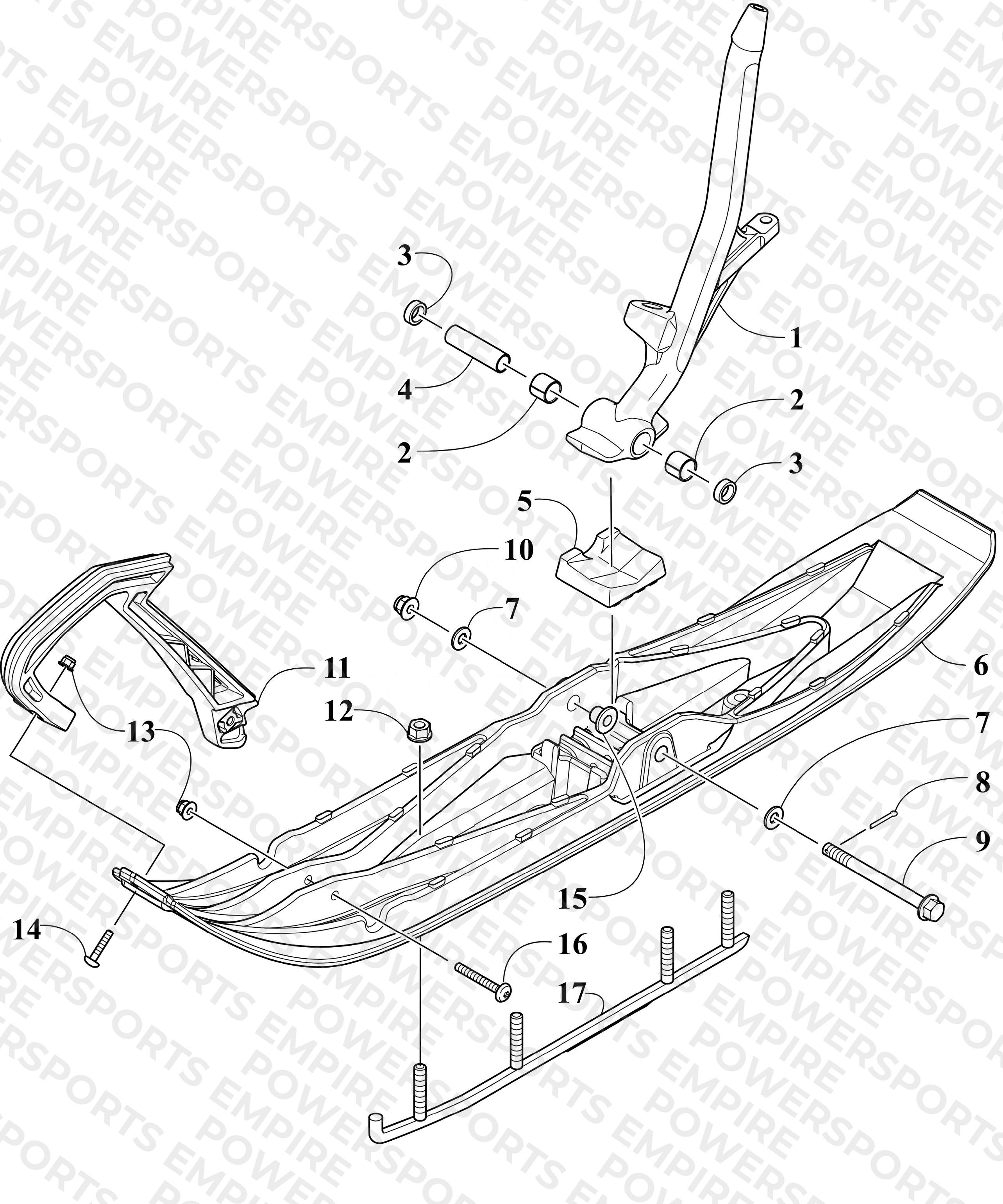 SKI AND SPINDLE ASSEMBLY