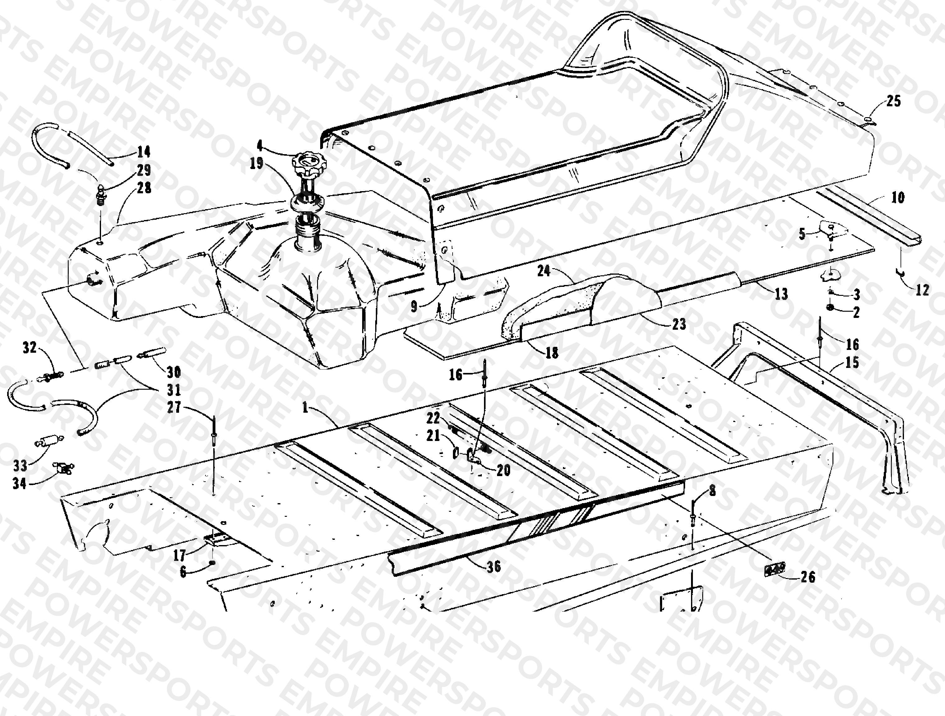 TUNNEL, GAS TANK AND SEAT