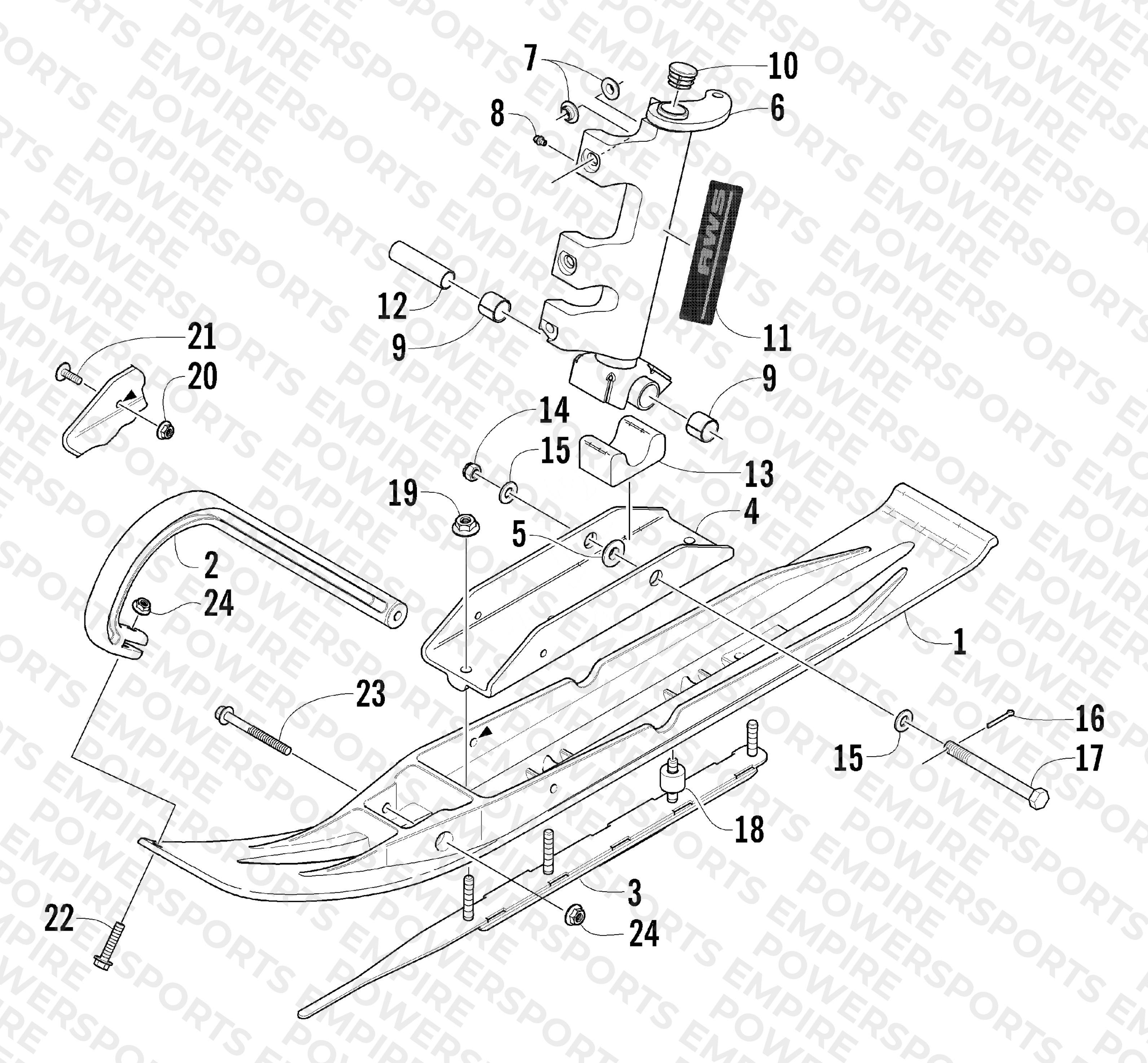 SKI AND SPINDLE ASSEMBLY
