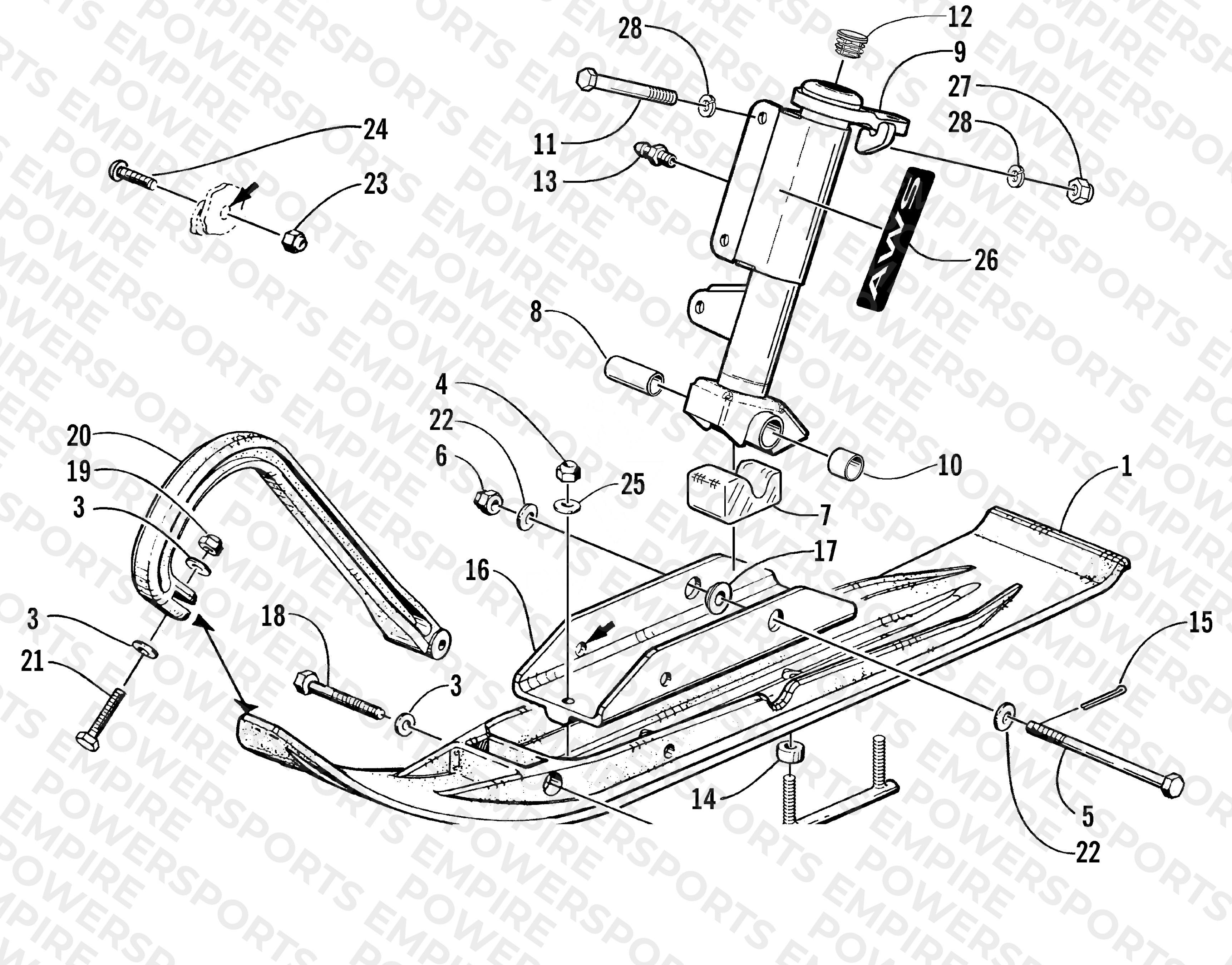 SKI AND SPINDLE ASSEMBLY