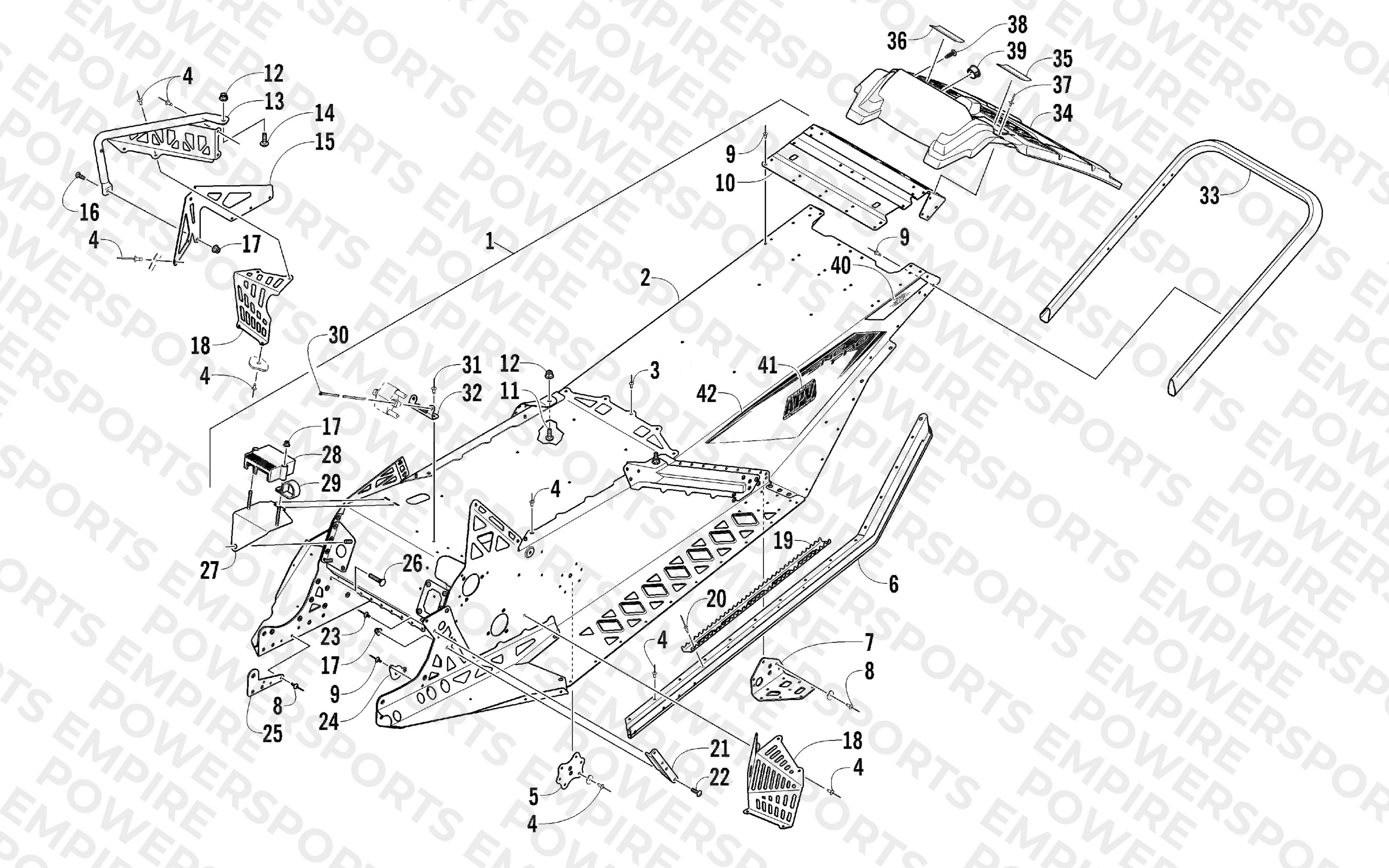 CHASSIS, REAR BUMPER, AND SNOWFLAP ASSEMBLY