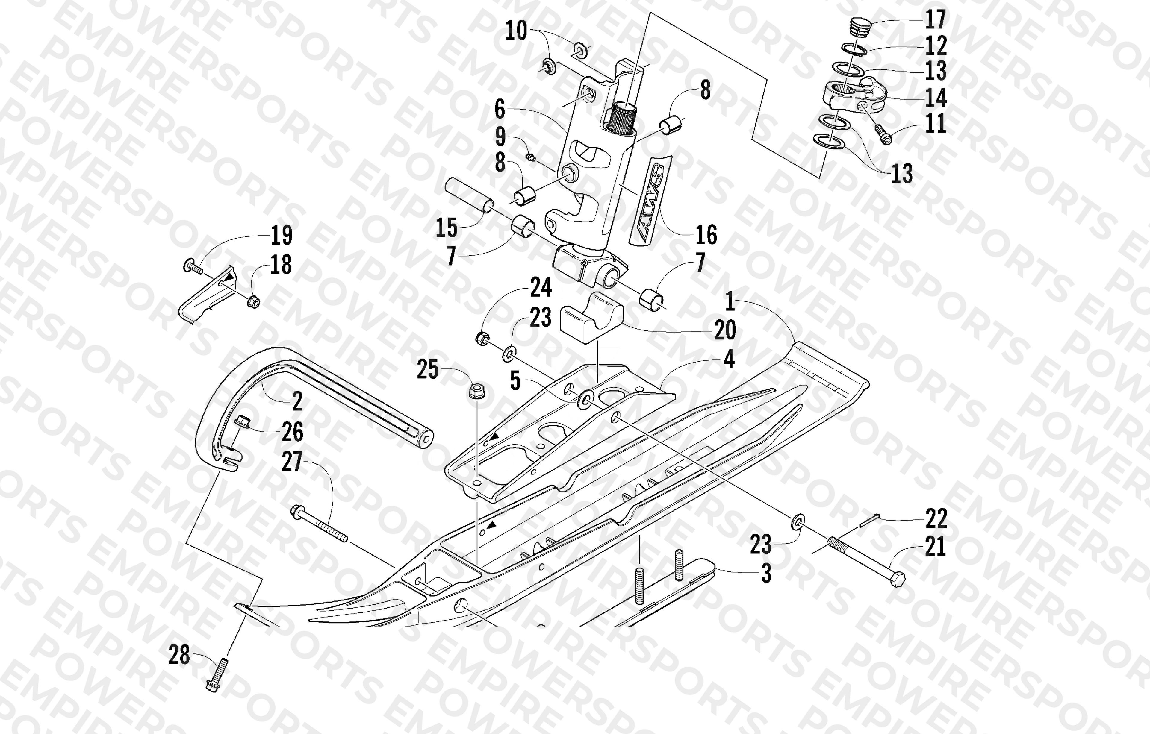 SKI AND SPINDLE ASSEMBLY