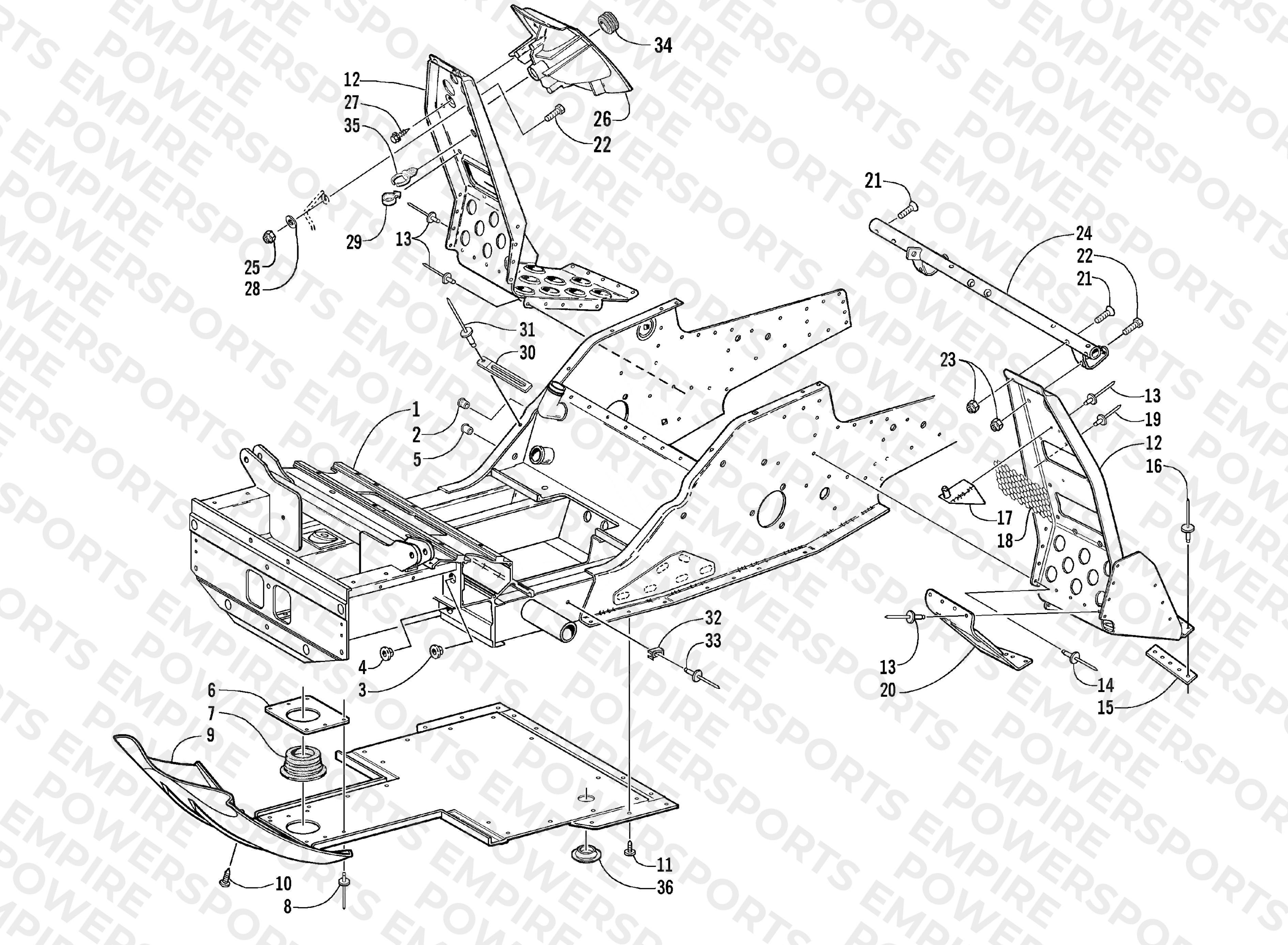 FRONT FRAME AND FOOTREST ASSEMBLY