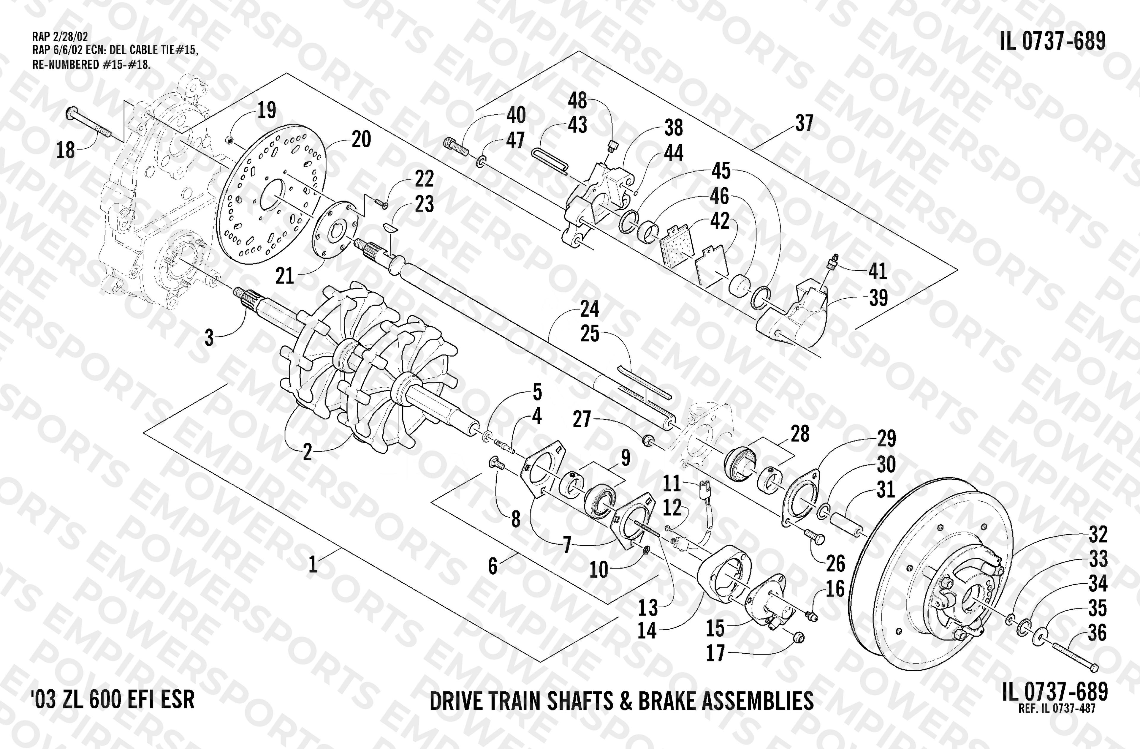 DRIVE TRAIN SHAFTS AND BRAKE ASSEMBLIES