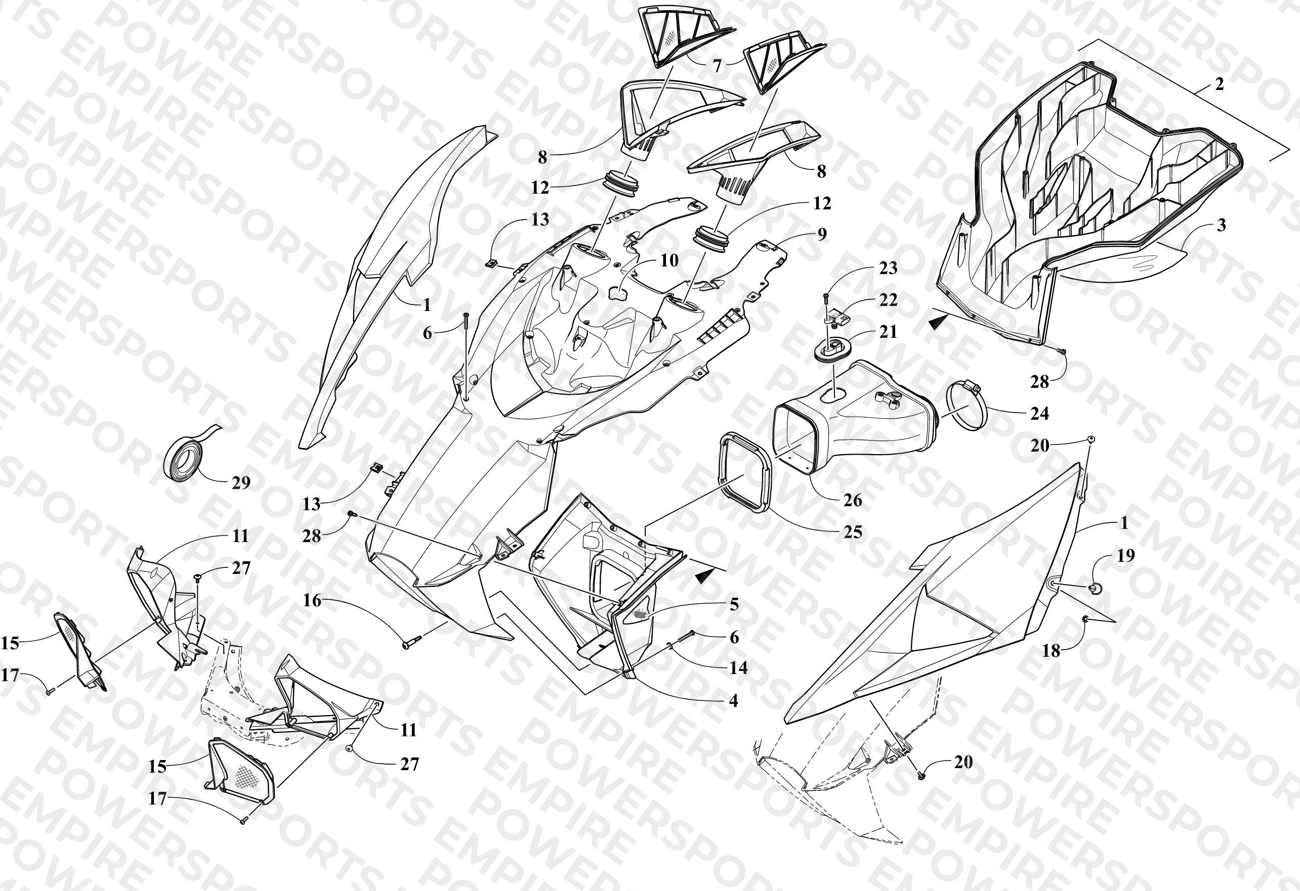 HOOD AND AIR INTAKE ASSEMBLY