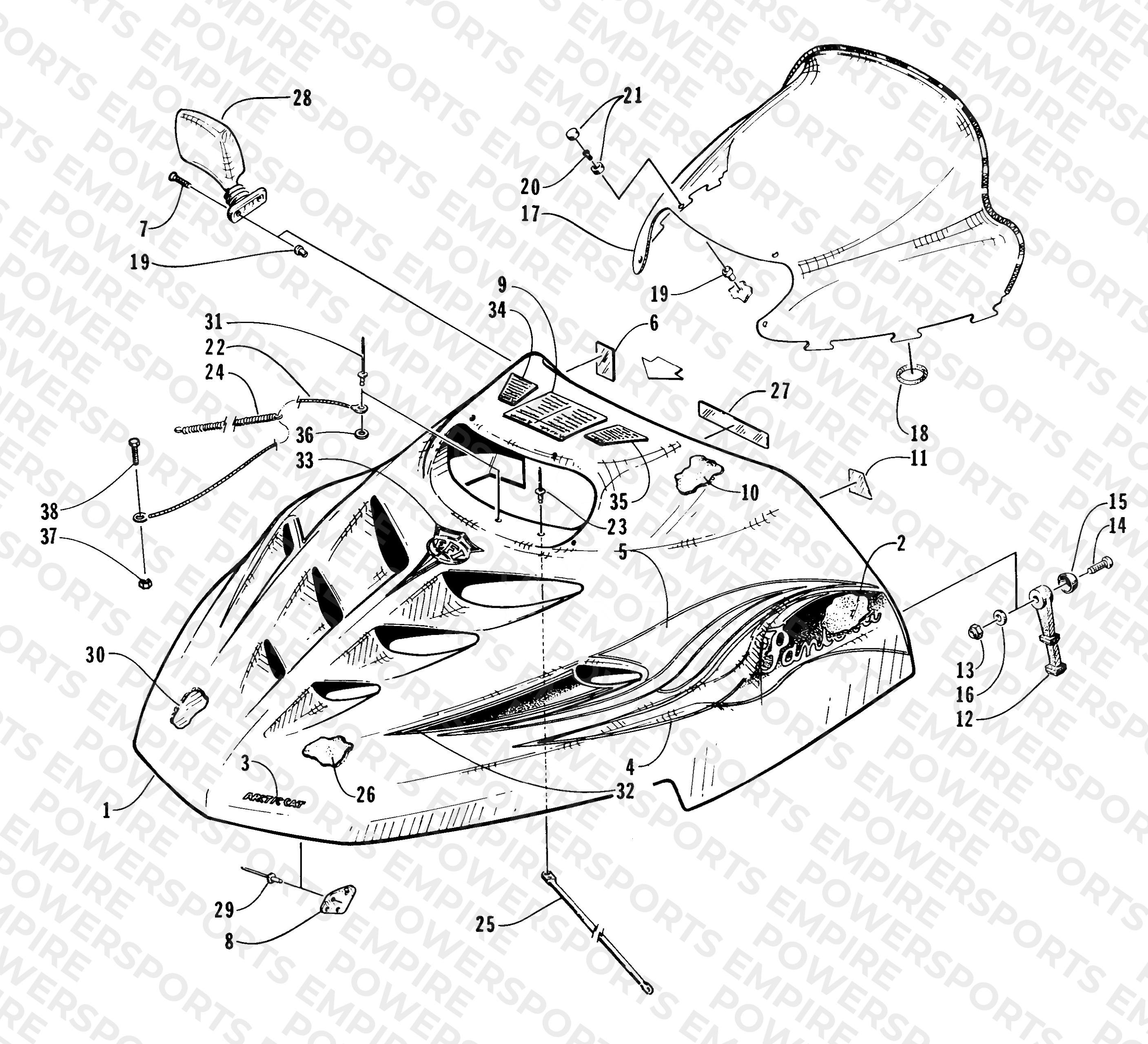 HOOD AND WINDSHIELD ASSEMBLY