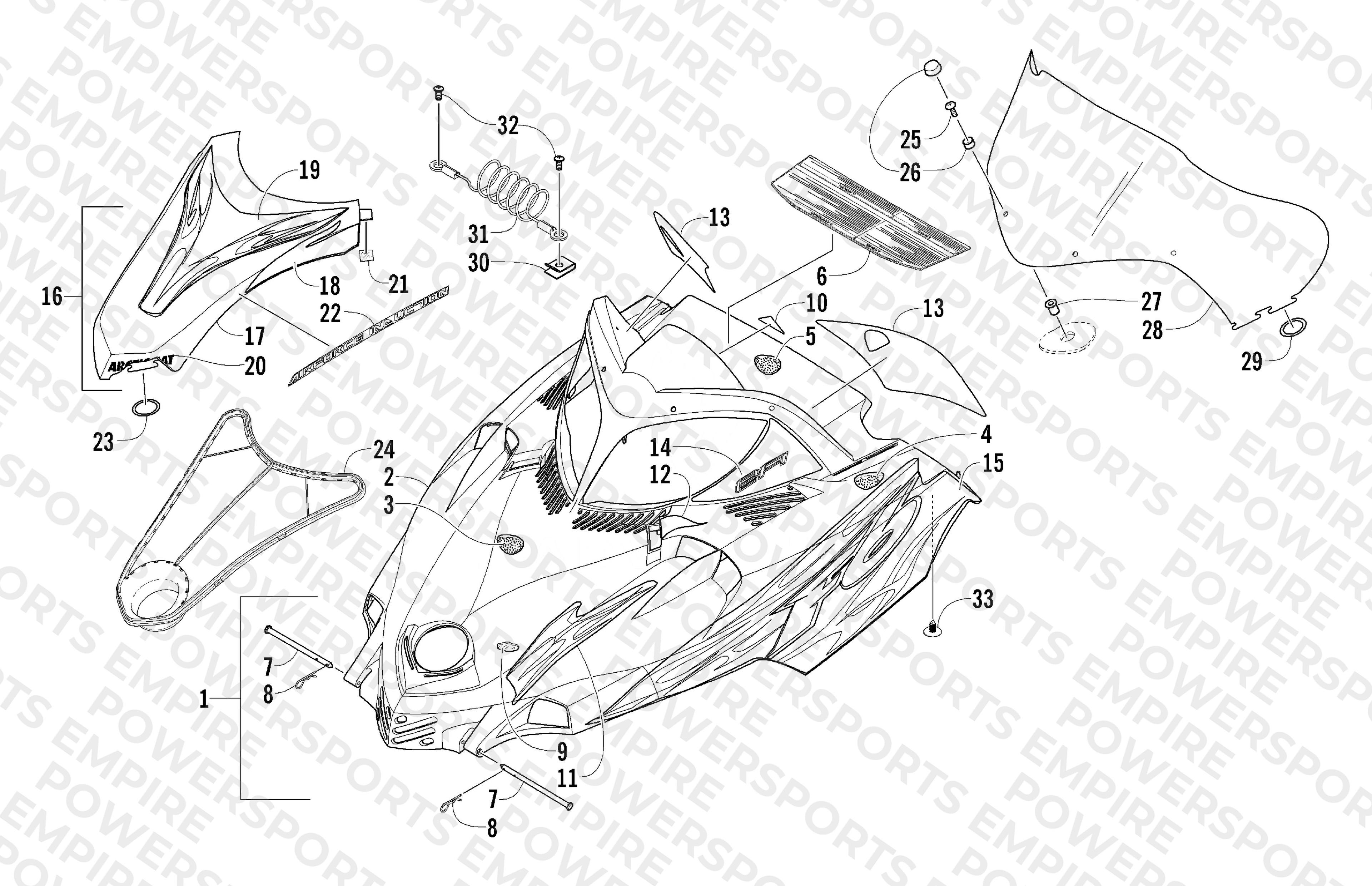 HOOD AND WINDSHIELD ASSEMBLY