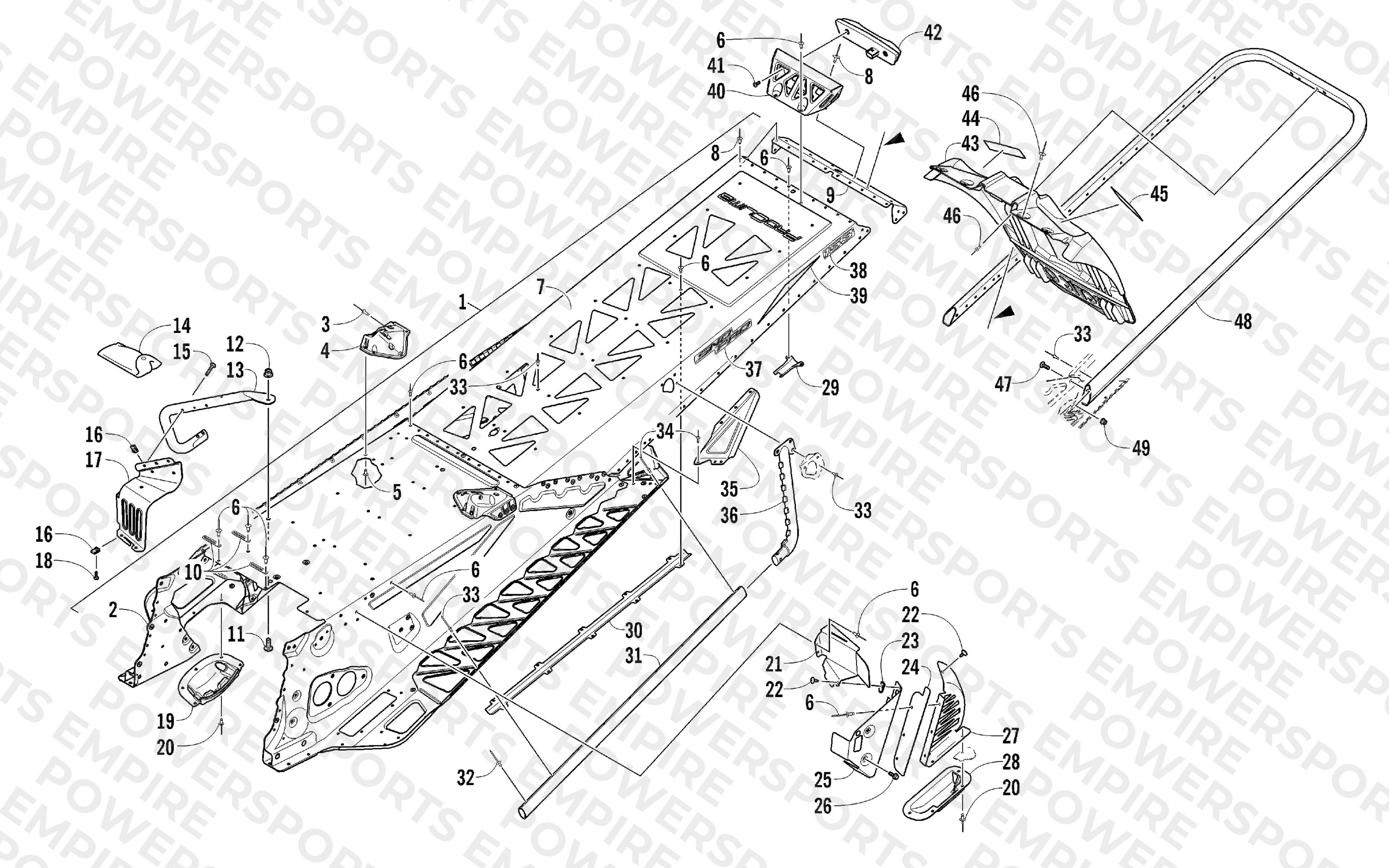TUNNEL, REAR BUMPER, AND SNOWFLAP ASSEMBLY