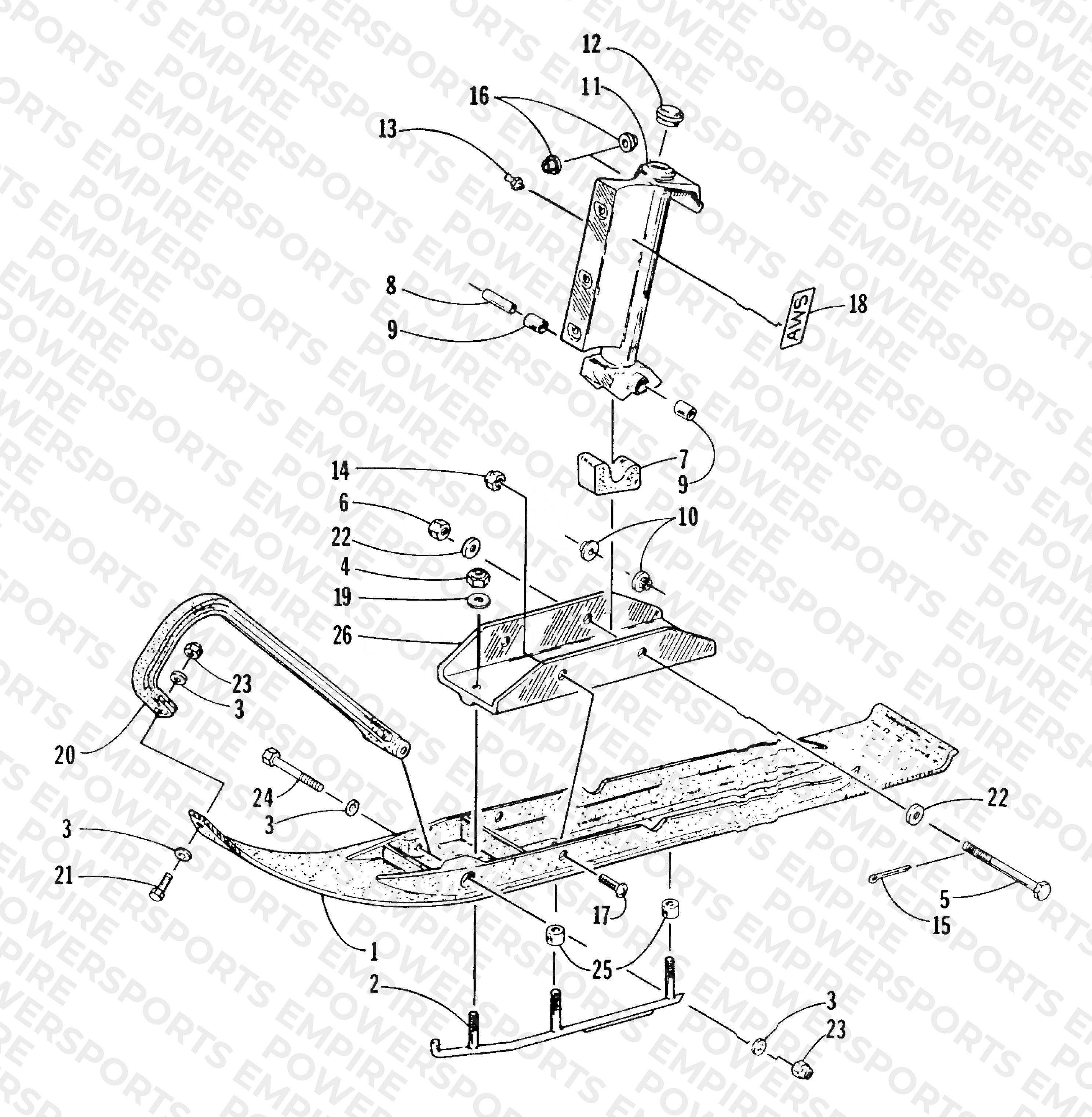 SKI AND SPINDLE ASSEMBLY