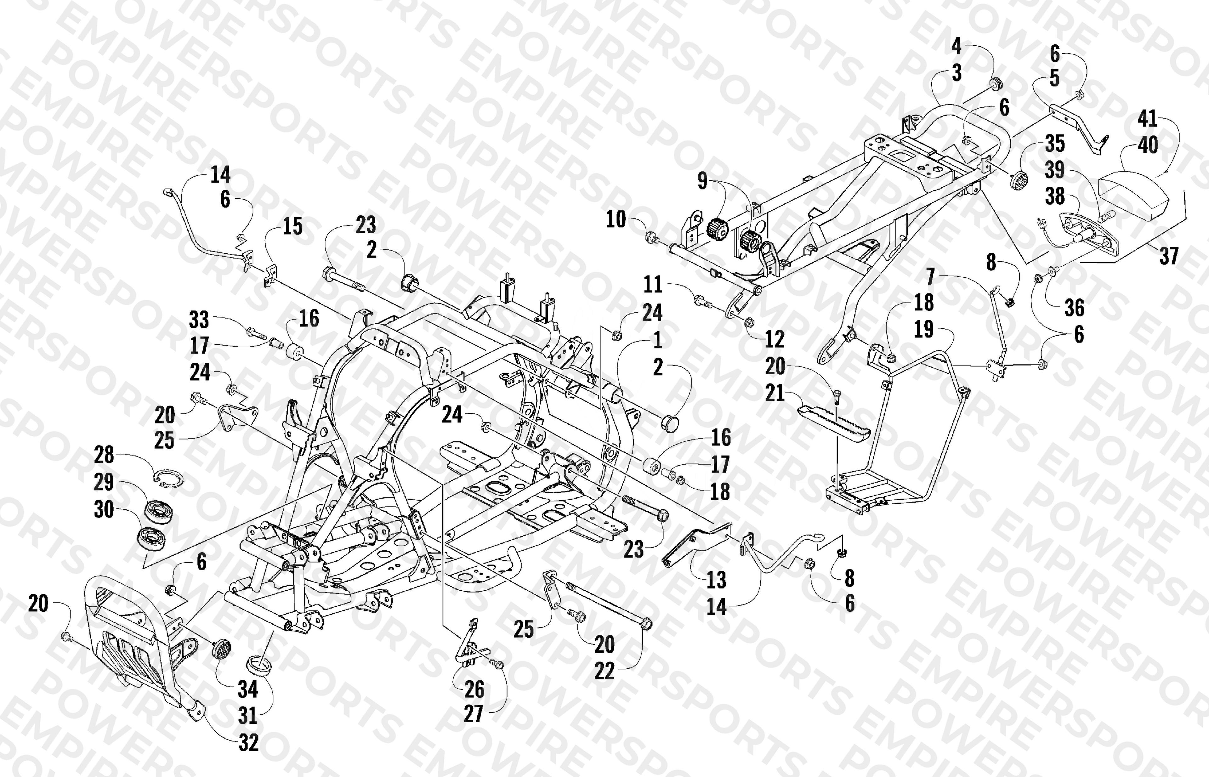 FRAME, TAILLIGHT, AND RELATED PARTS ASSEMBLY
