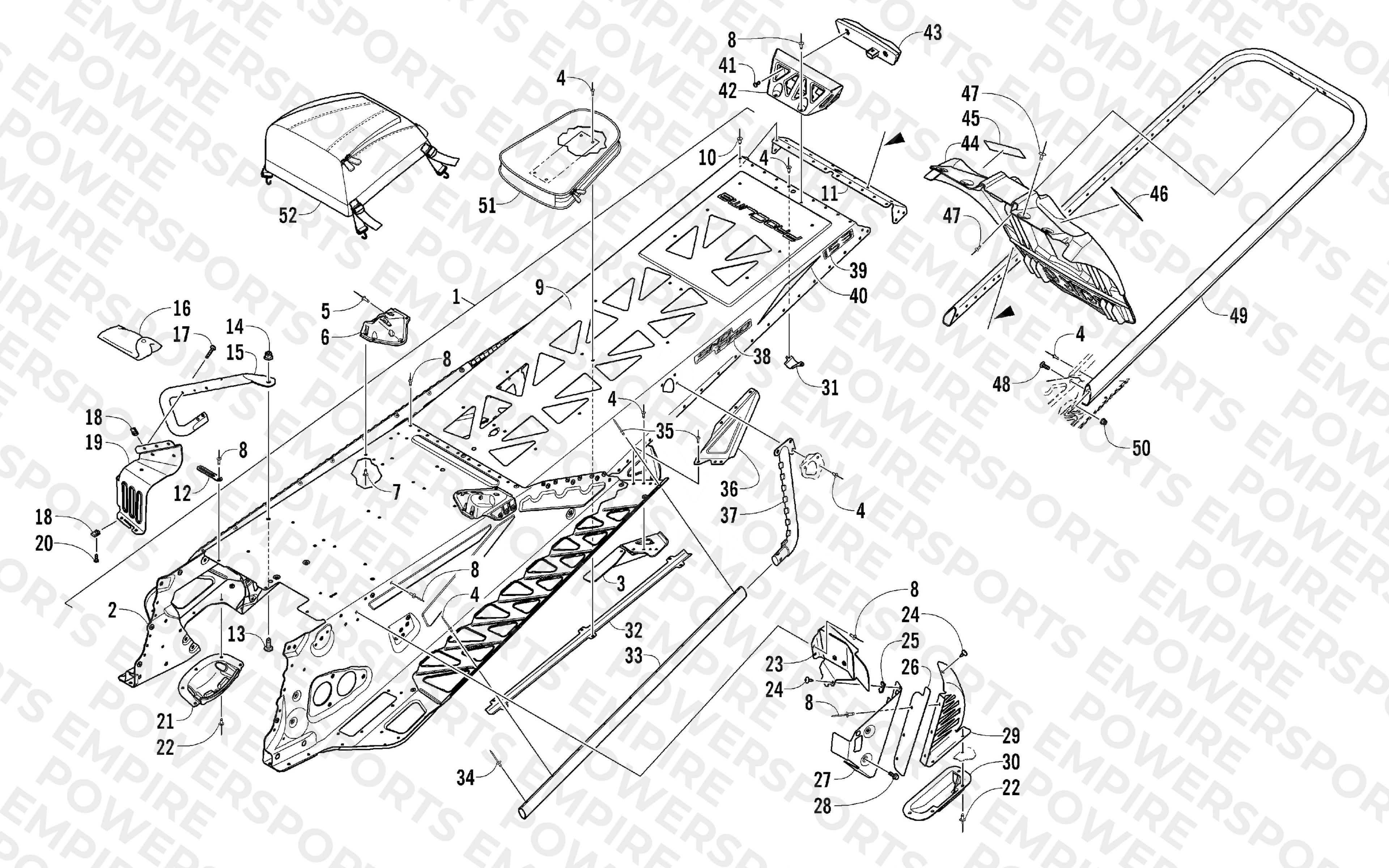 TUNNEL, REAR BUMPER, AND SNOWFLAP ASSEMBLY
