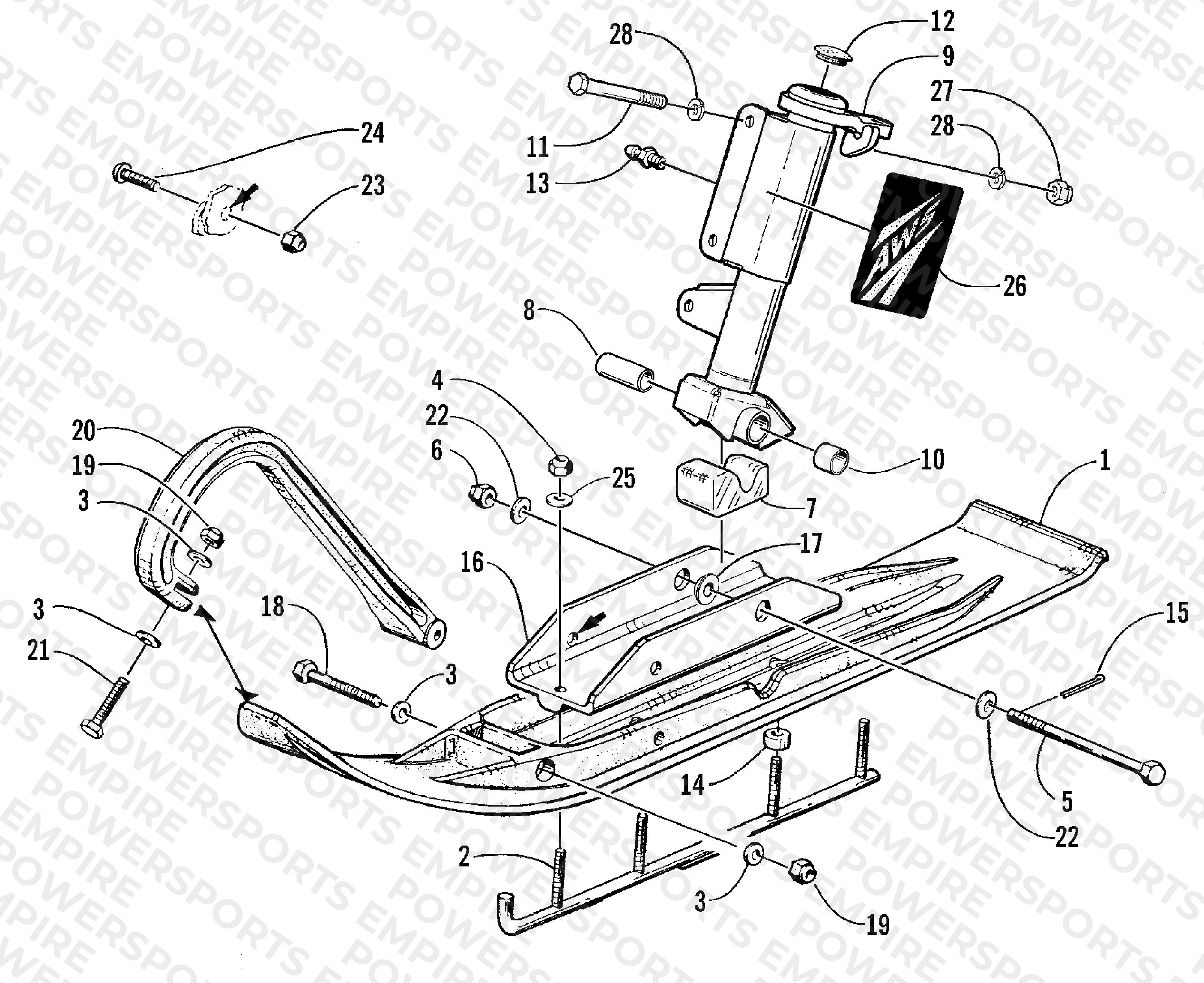 SKI AND SPINDLE ASSEMBLY