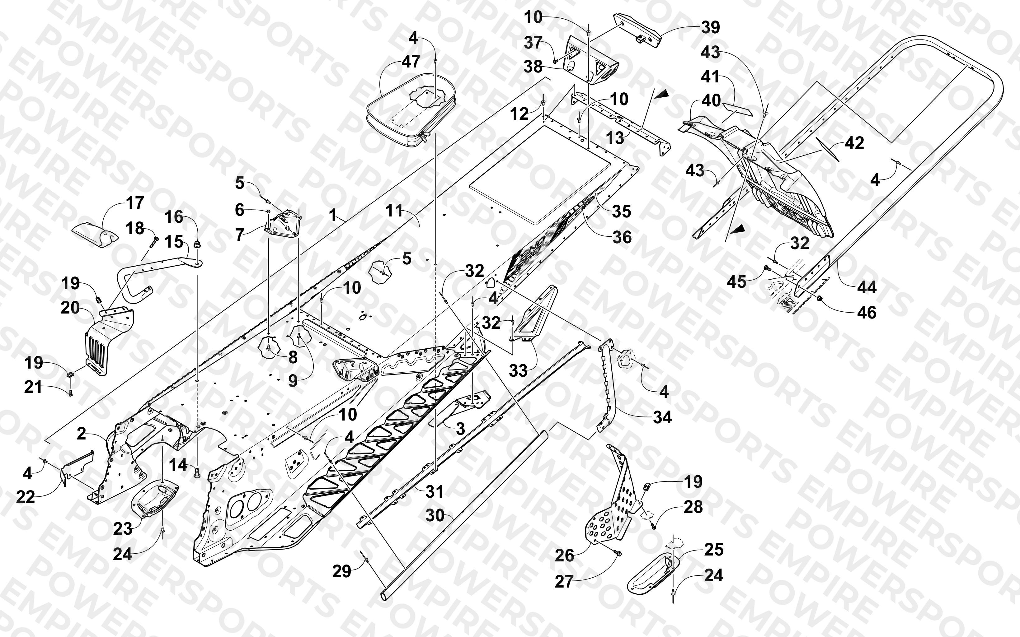 TUNNEL, REAR BUMPER, AND SNOWFLAP ASSEMBLY
