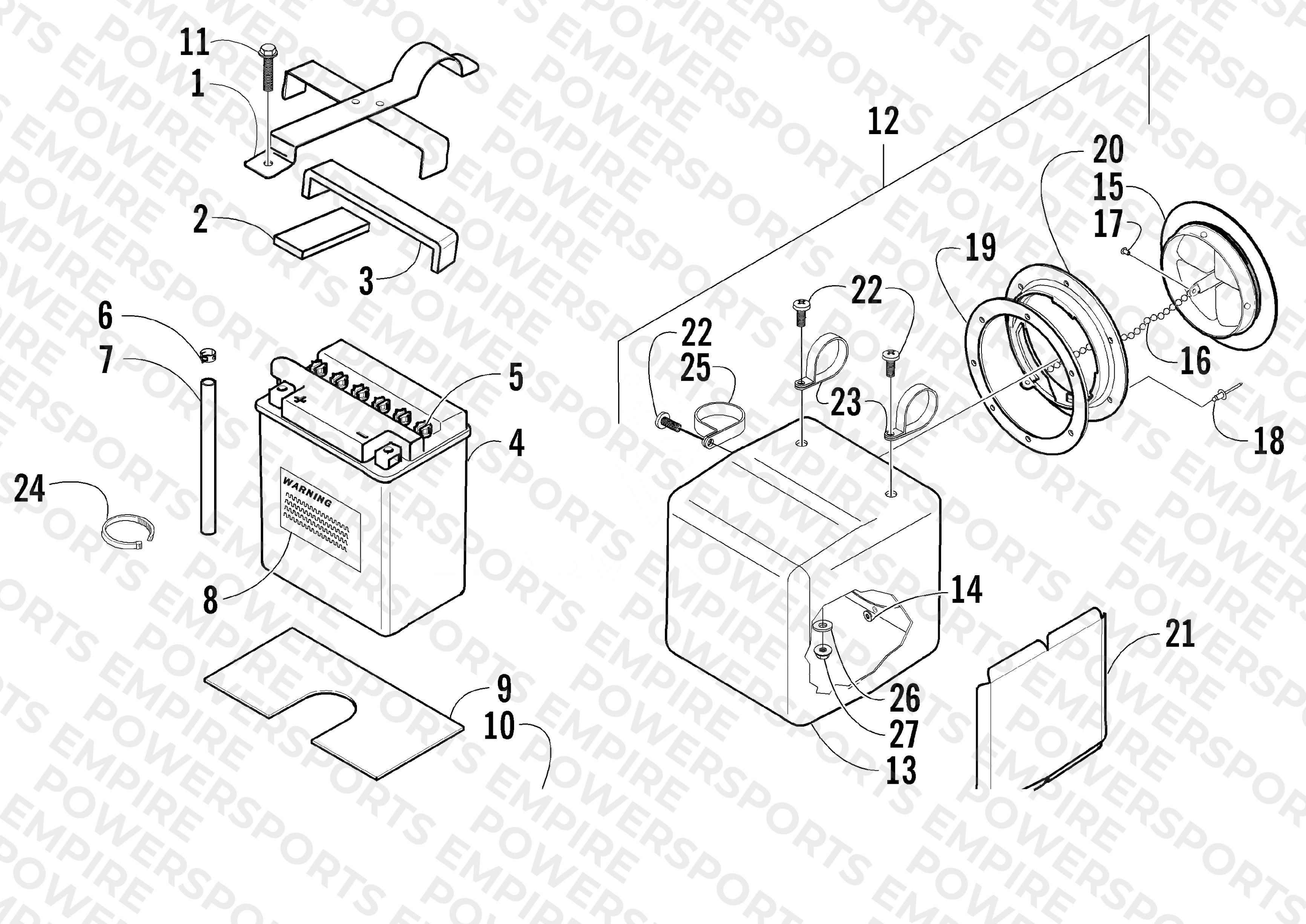 STORAGE BOX AND BATTERY ASSEMBLY